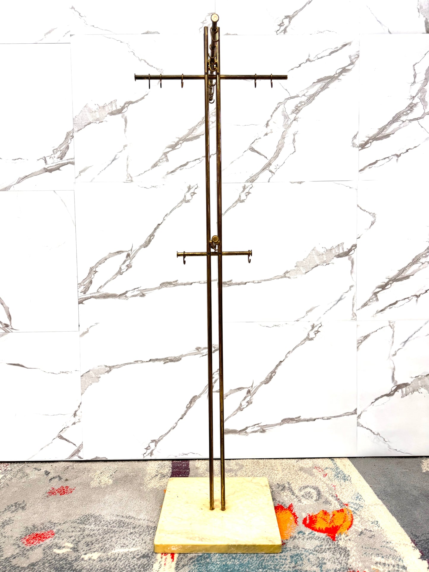 Renato Zevi Metalarte Appendiabiti Marmo E Ottone Design Modernariato