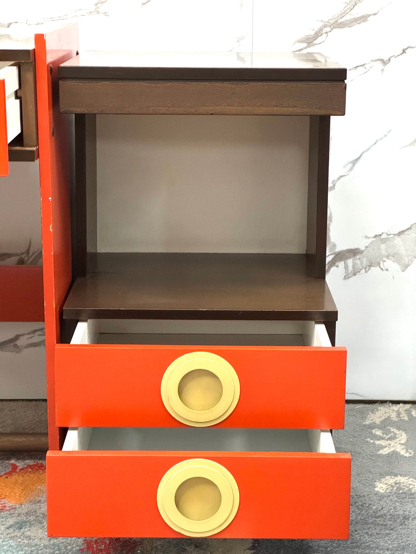 Scrivania Space Age Design In Legno Anni 70 Modernariato