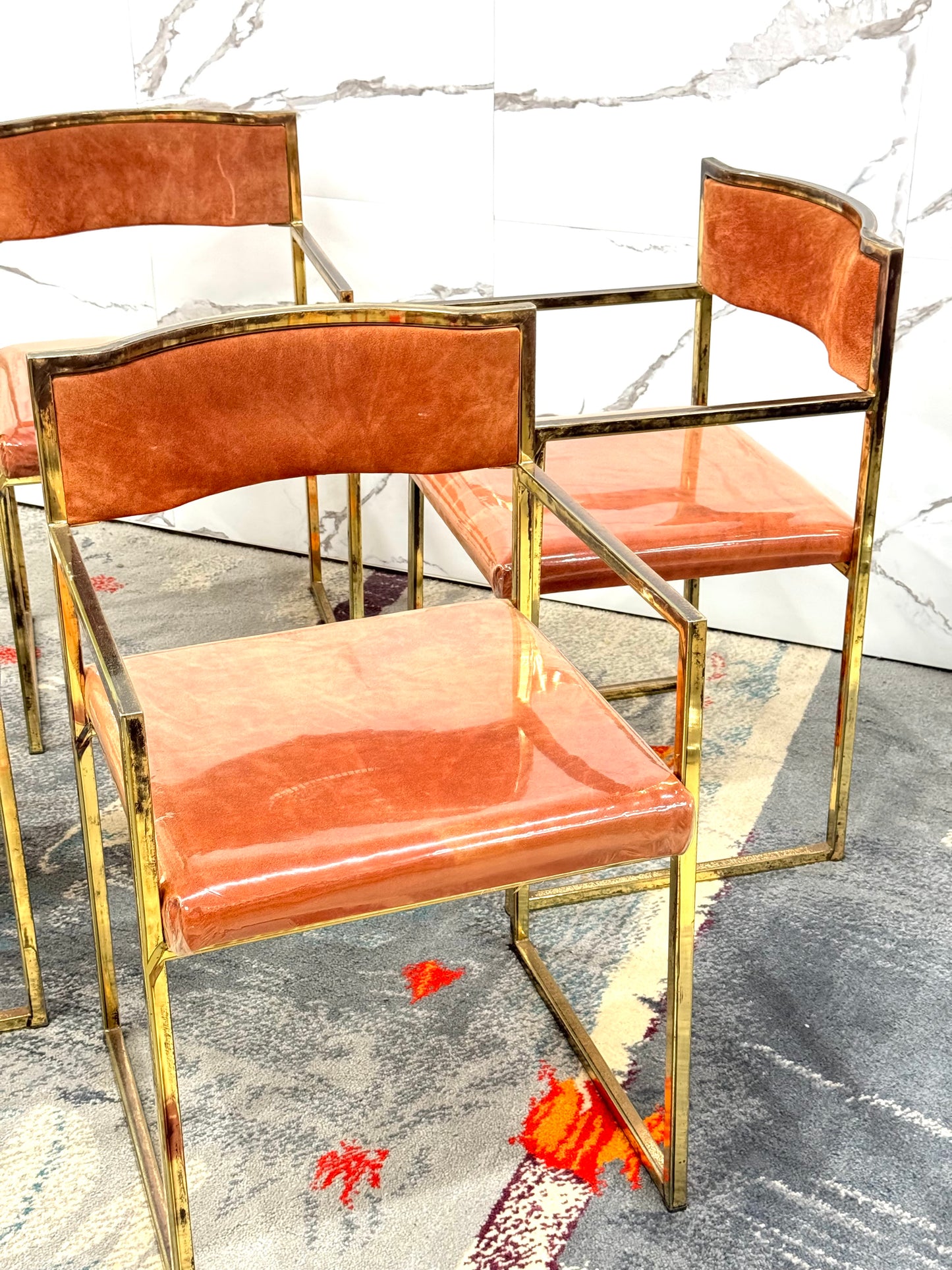 Set Di 4 Poltroncine Da Pranzo Hollywood Regency Anni 70 Modernariato