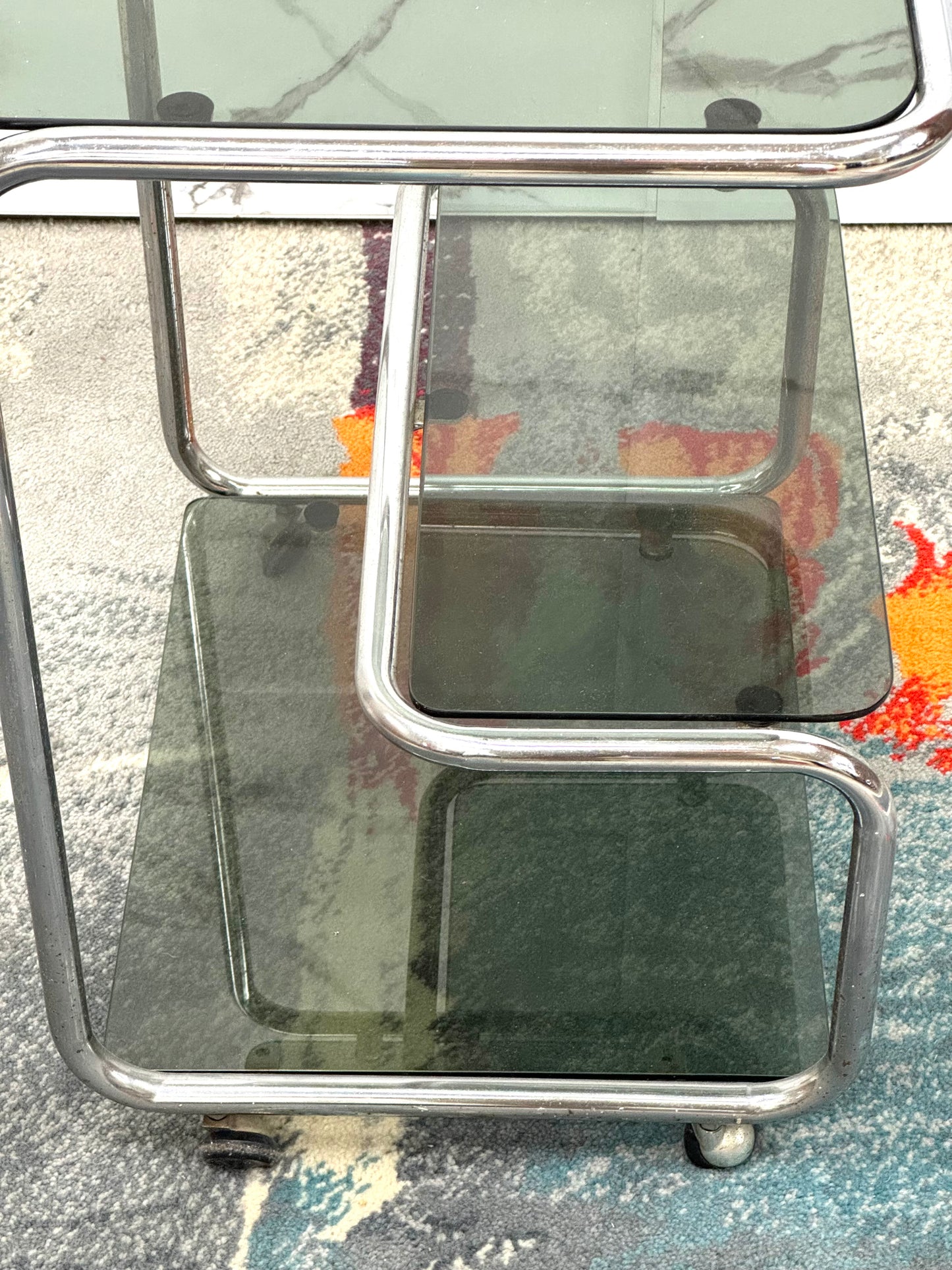 Carrello Portavivande Triplo Ripiano Anni 70 Acciaio Design Modernariato
