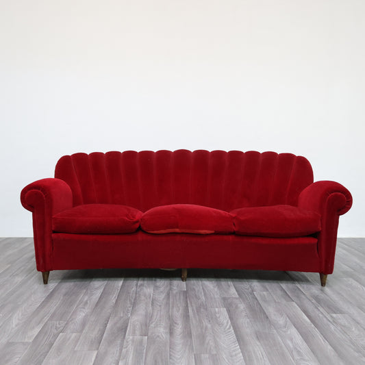 Divano Art Decò Guglielmo Ulrich In Tessuto Di Velluto Originale Anni ‘40 Design