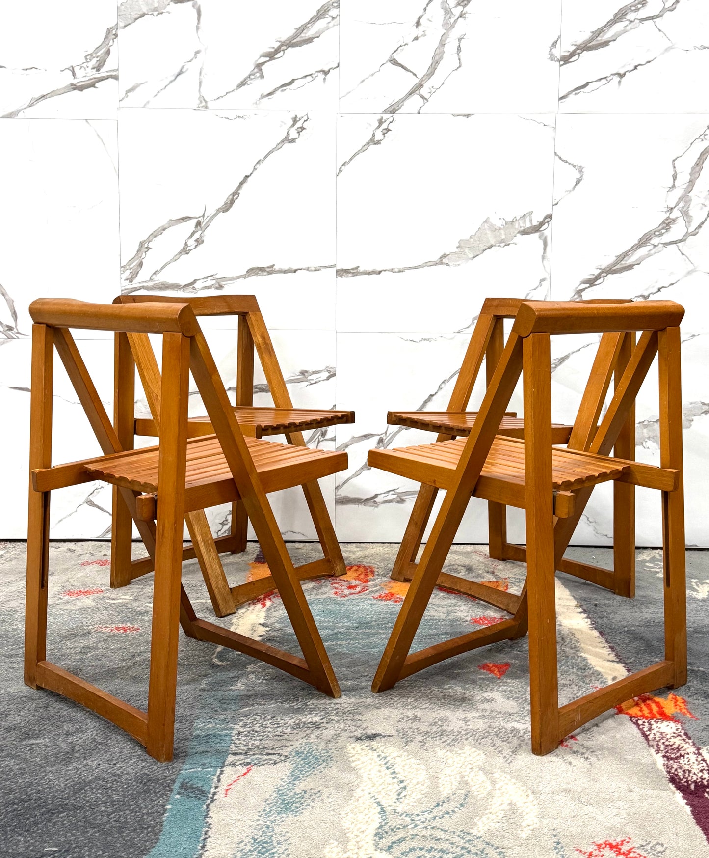 Aldo Jacober Per Alberto Bazzani 4 Sedie Mod. Trieste Anni ‘60 Design Vintage