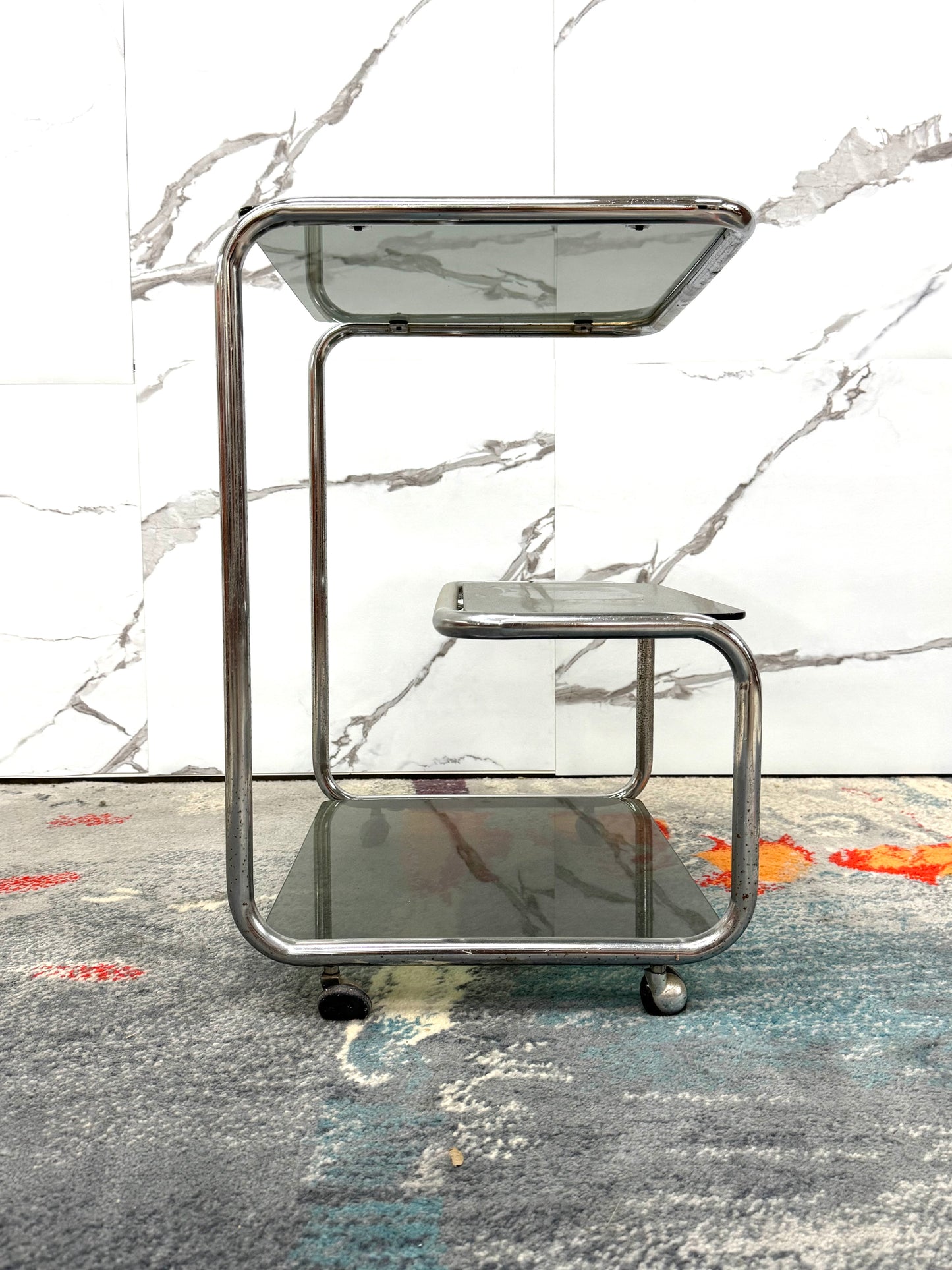 Carrello Portavivande Triplo Ripiano Anni 70 Acciaio Design Modernariato