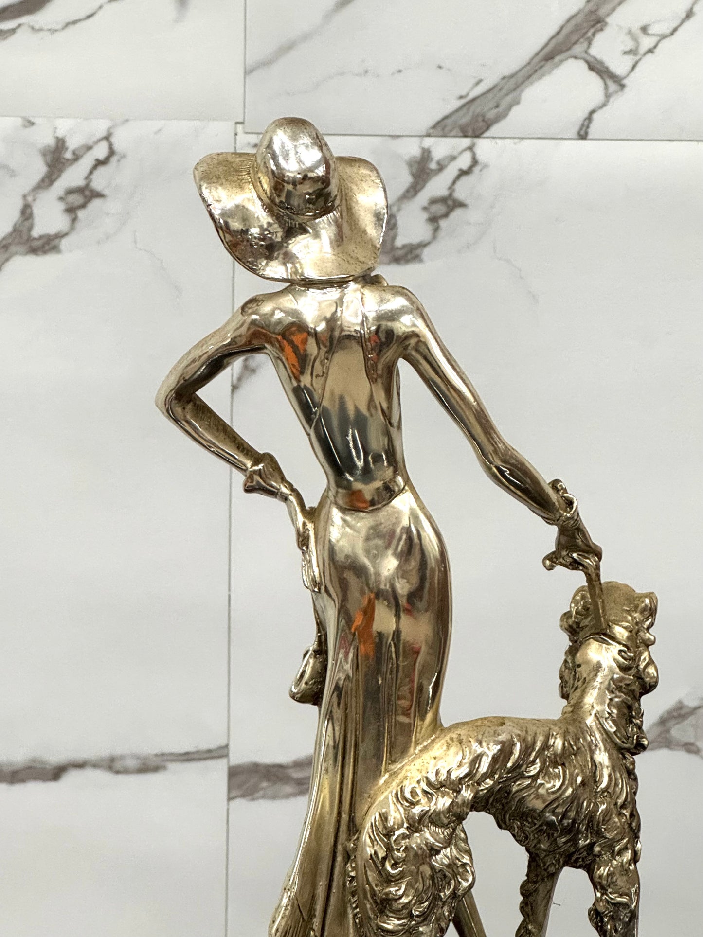 Amilcare Santini Scultura In Resina Argentata Art Dèco