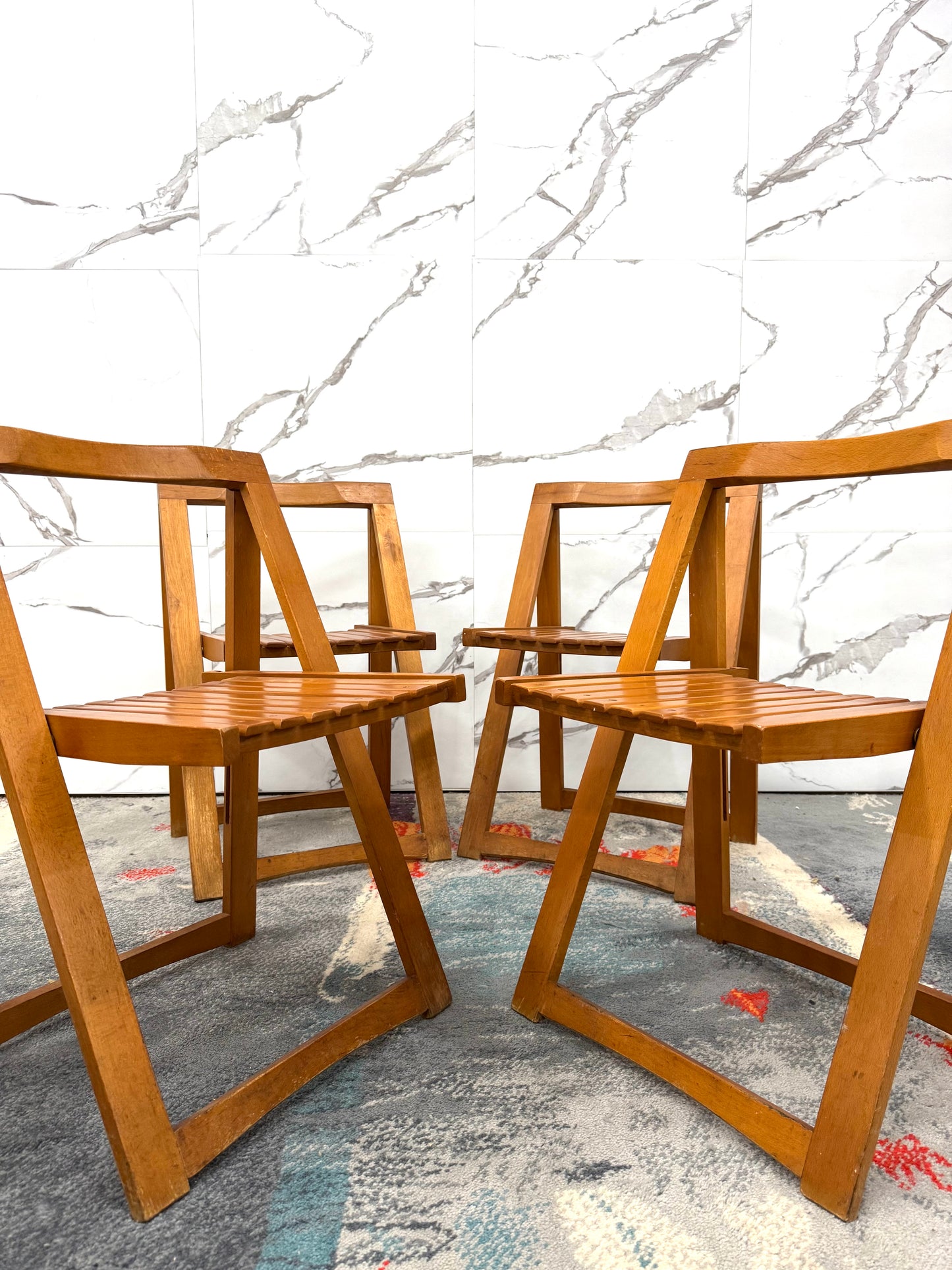 Aldo Jacober Per Alberto Bazzani 4 Sedie Mod. Trieste Anni ‘60 Design Vintage