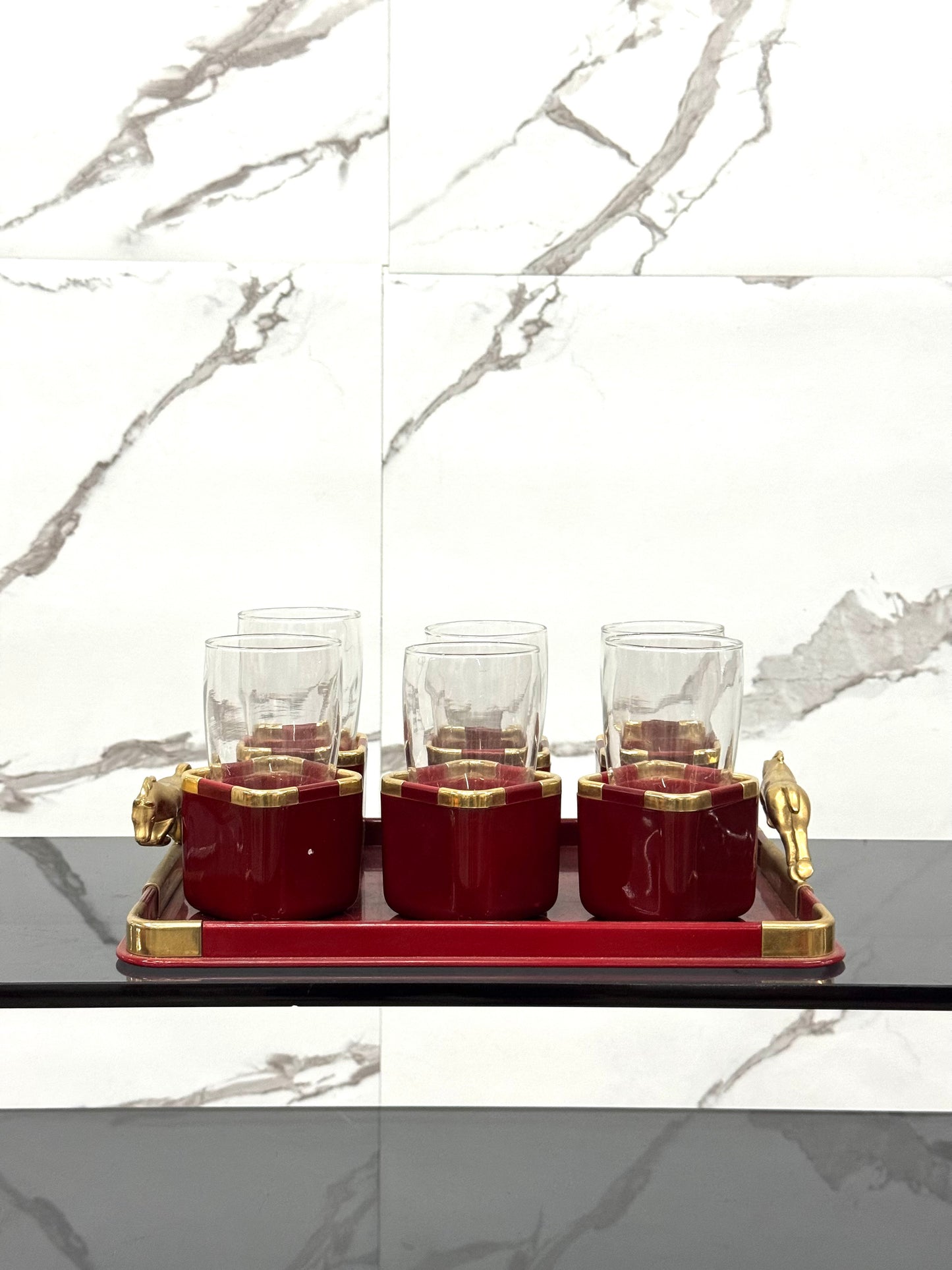 Hans Turnwald Set Bicchieri E Vassoio Hollywood Regency Design 1970’s