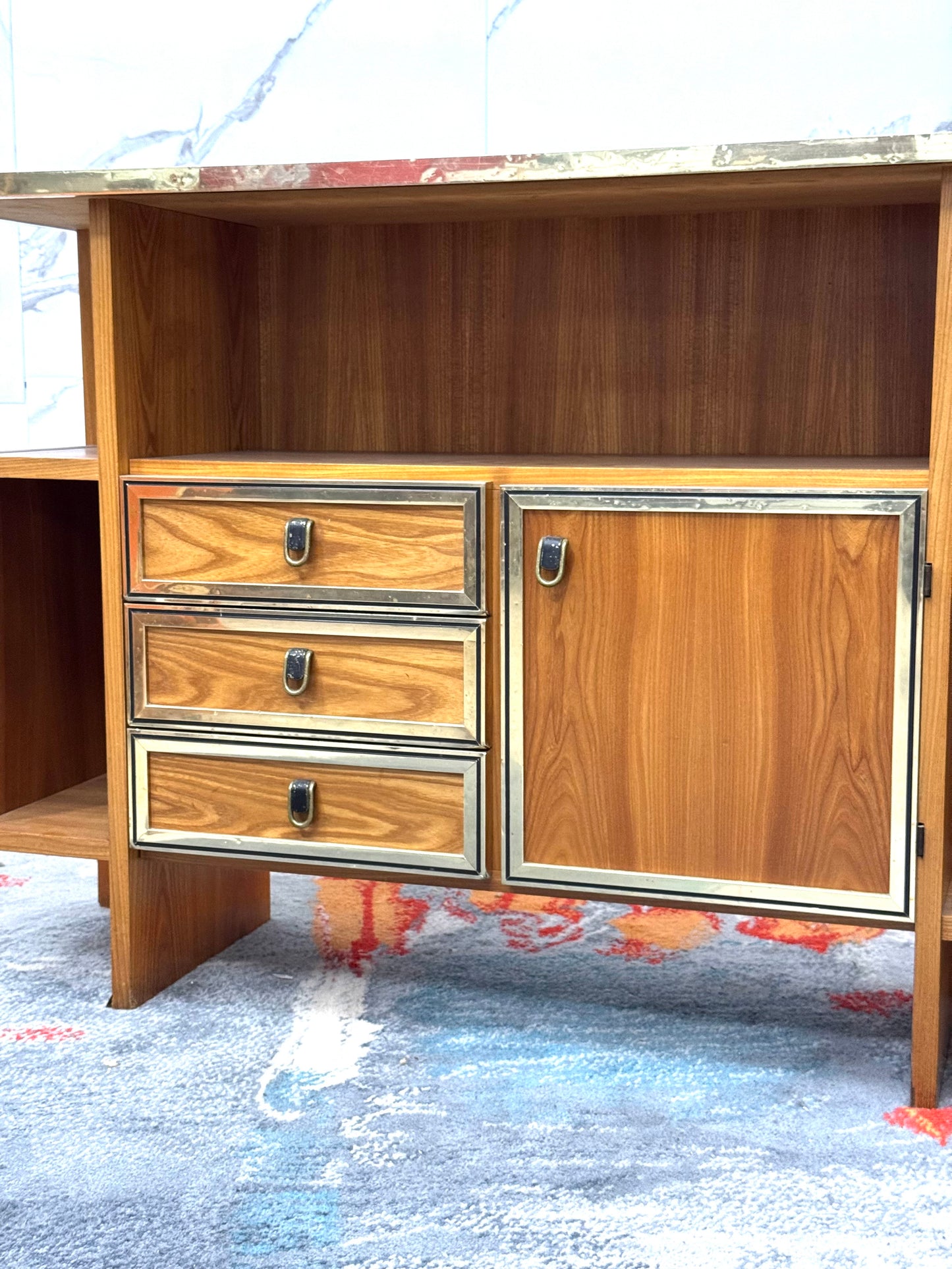 Consolle Design Scandinavo Geometrico Anni ‘70 In Legno Modernariato