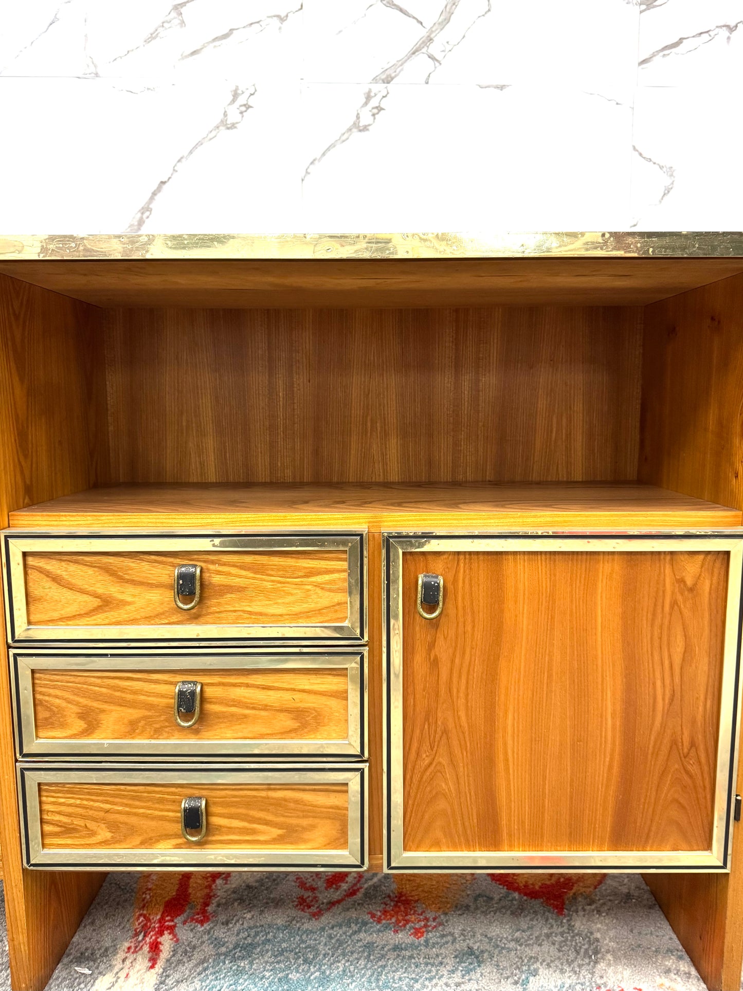Consolle Design Scandinavo Geometrico Anni ‘70 In Legno Modernariato