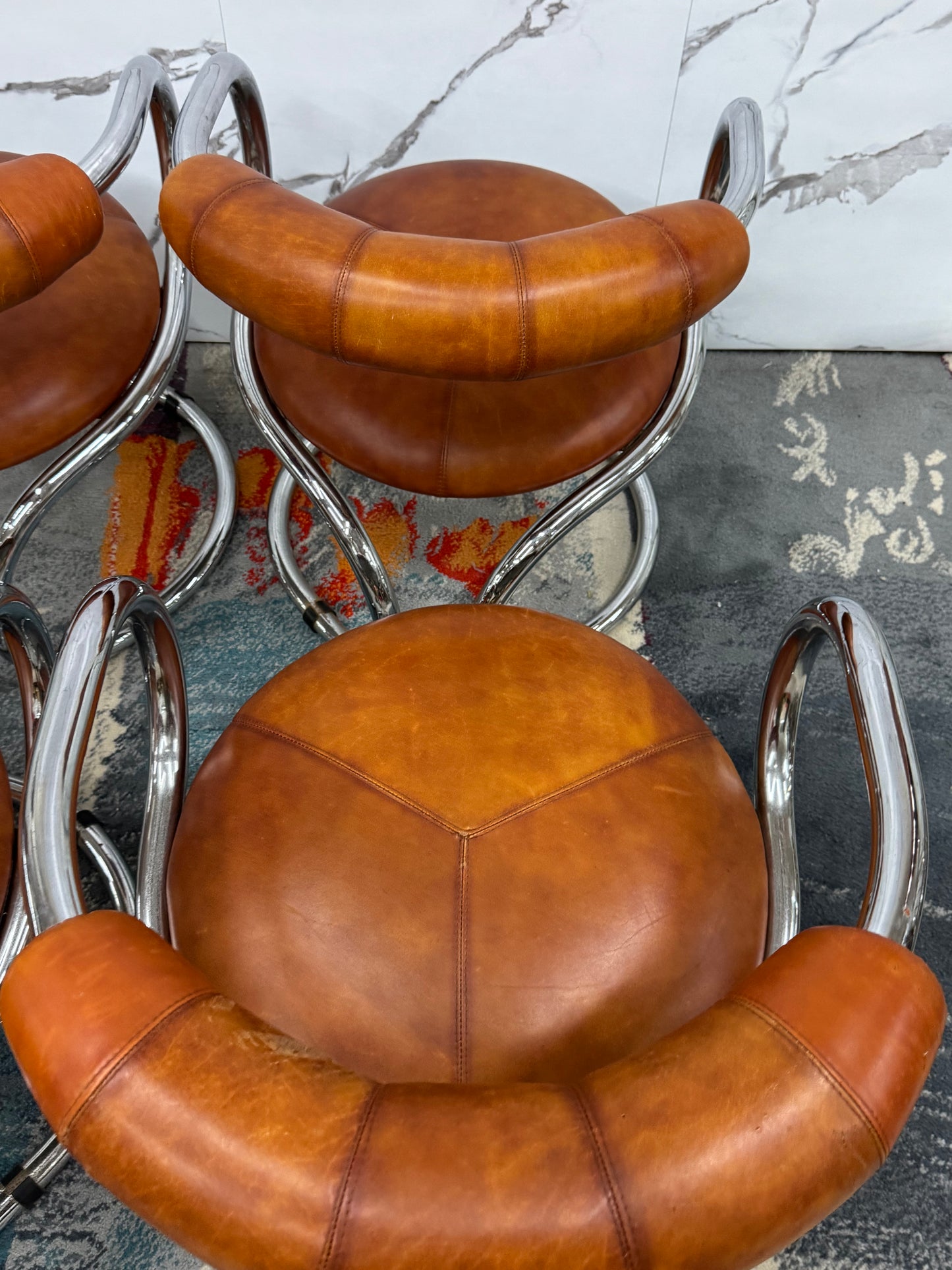 Rudi Bonzanini Tecnosalotto Set Da 4 Poltroncine Design Anni ‘70 Modernariato