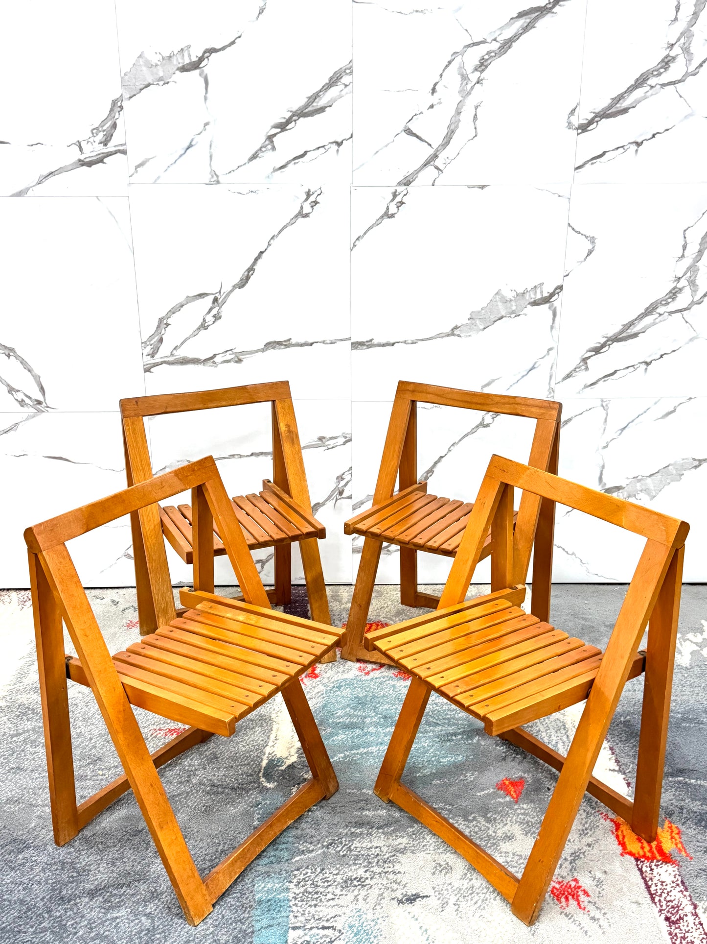 Aldo Jacober Per Alberto Bazzani 4 Sedie Mod. Trieste Anni ‘60 Design Vintage