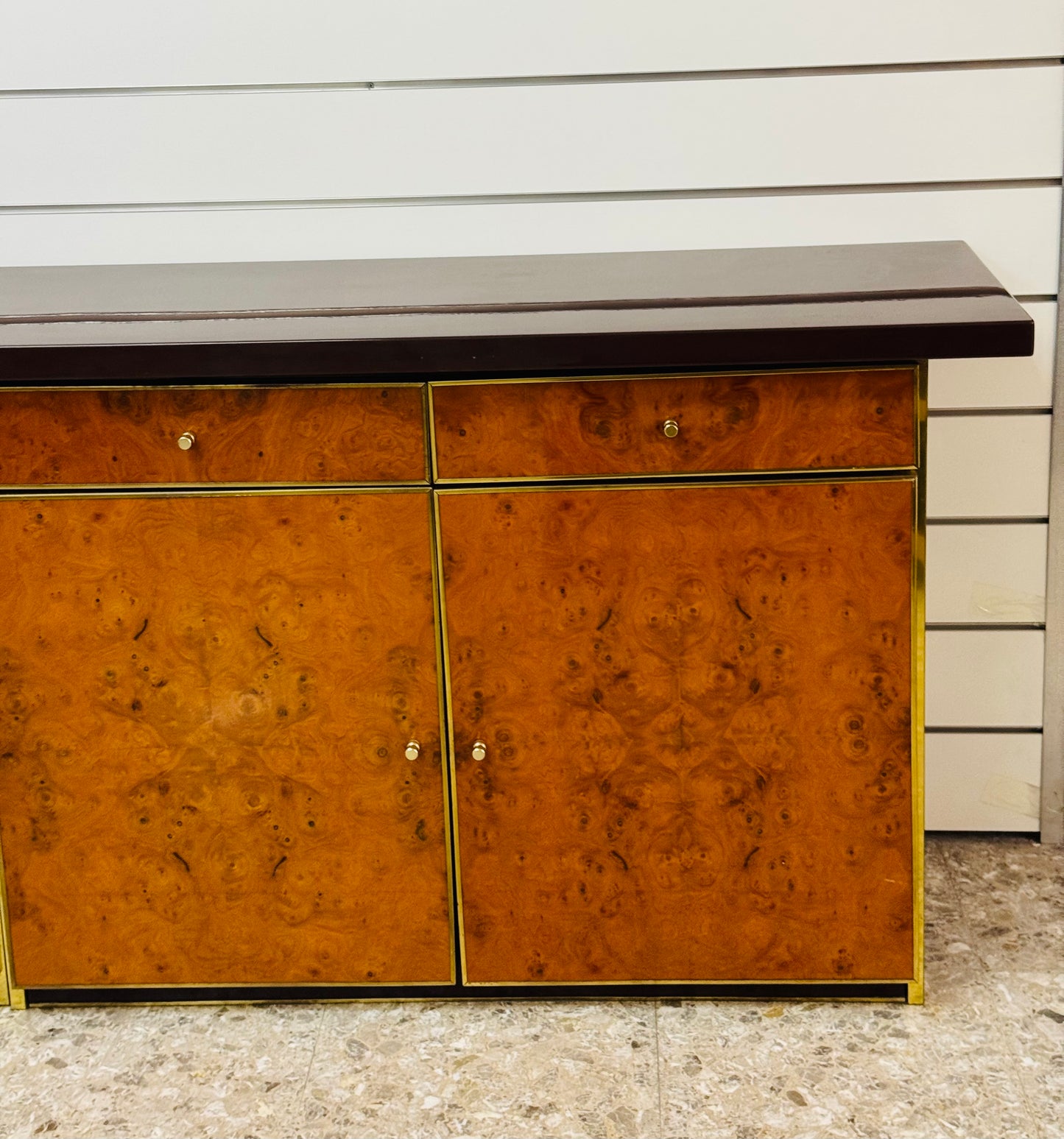 Sideboard In Radica E Metallo Dorato Modernariato Anni ‘70