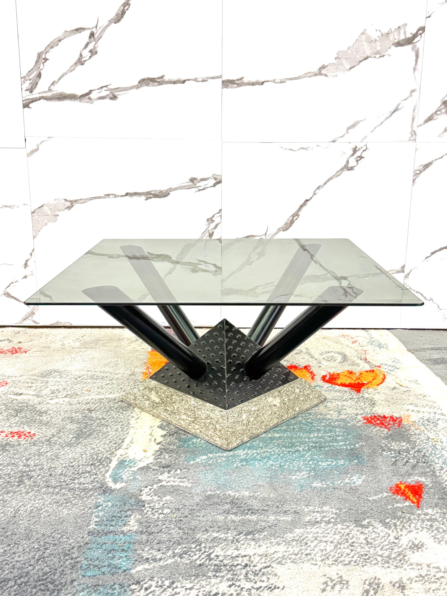 Tavolino Da Salotto Marmo E Metallo Design Modernariato Anni 80