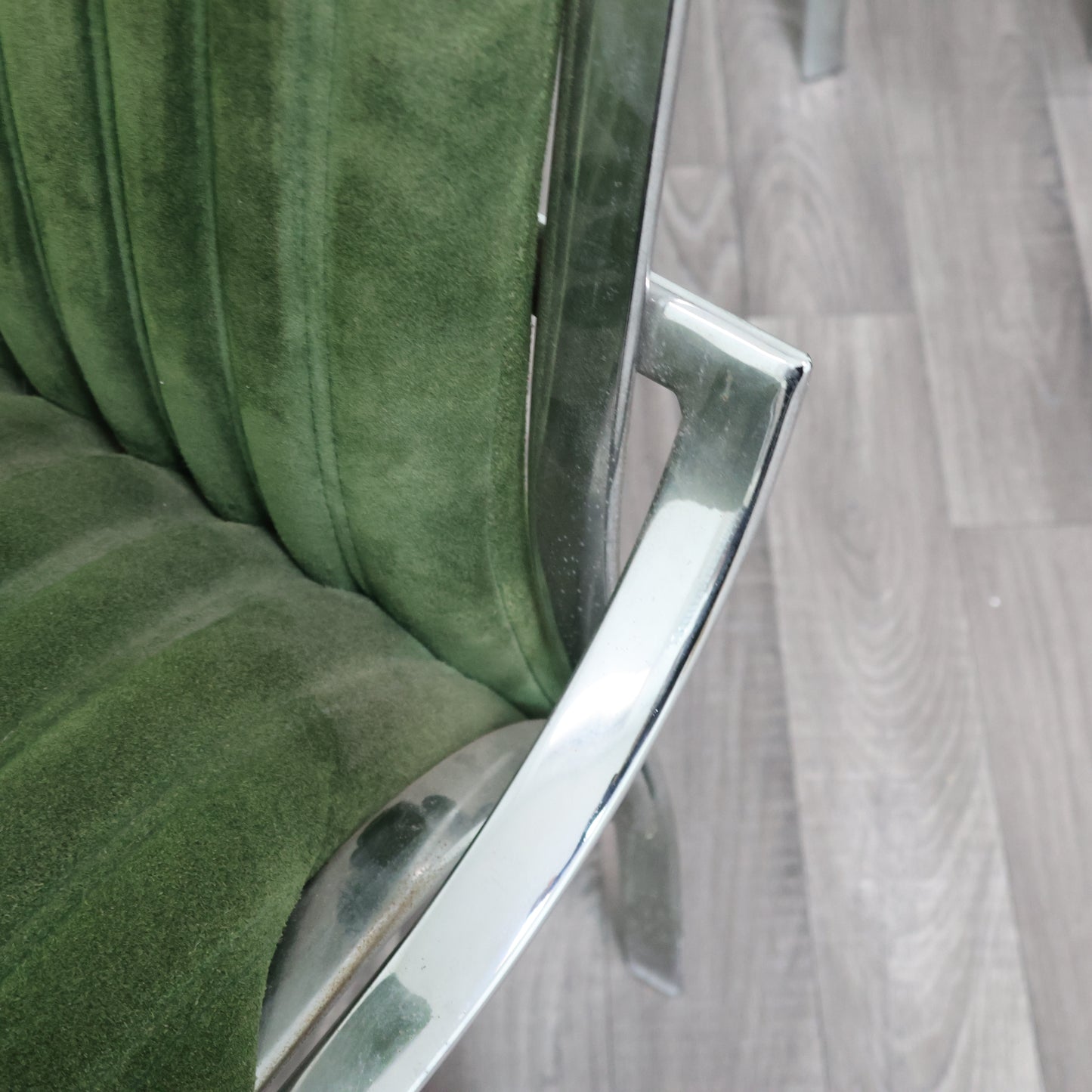 Set Da 4 Sedie Da Pranzo In Acciaio E Alcantara Anni ‘70