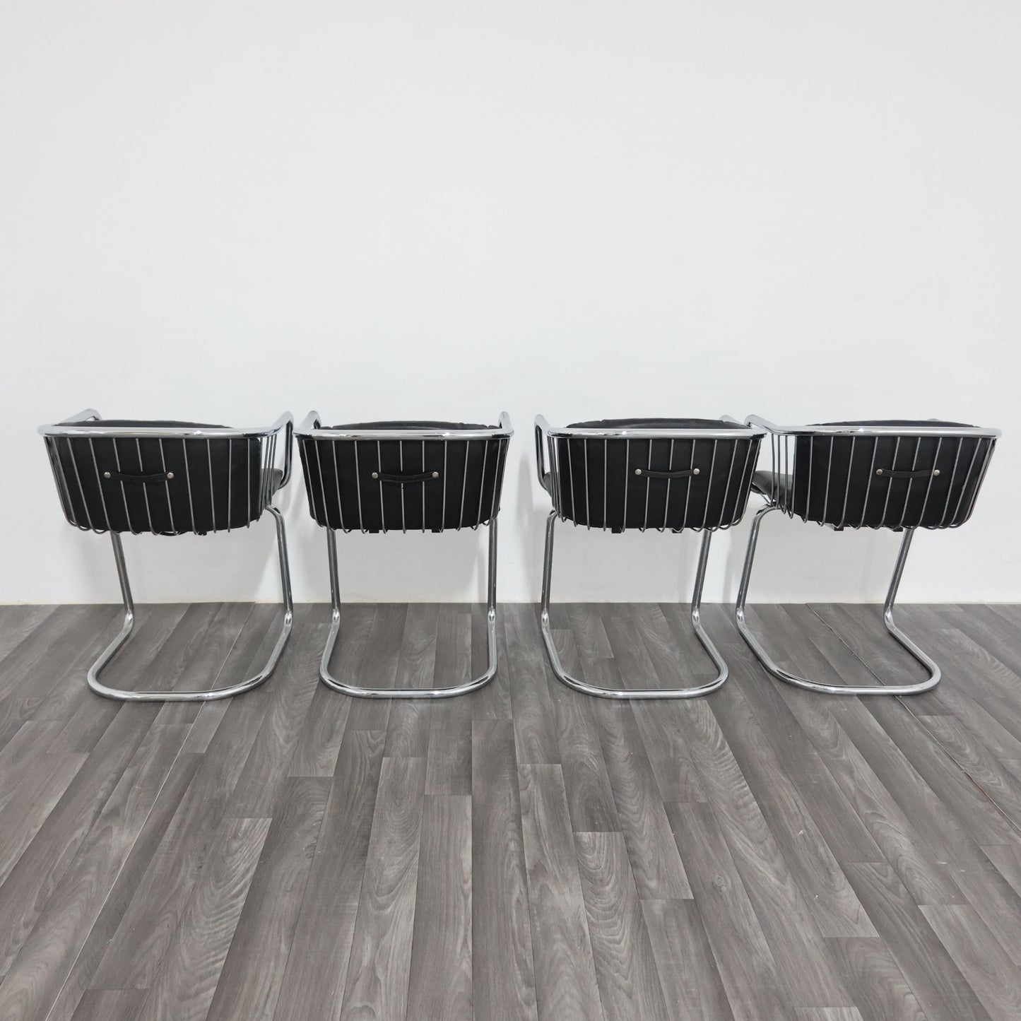 Gastone Rinaldi Set 4 Poltroncine Acciaio Design Anni ‘70 Modernariato