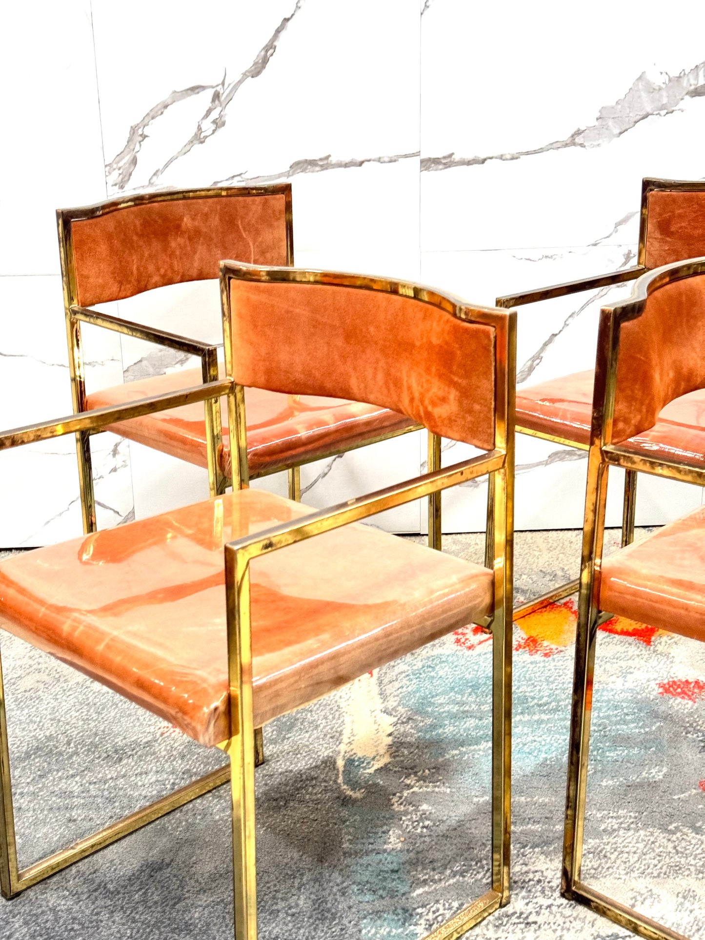 Set Di 4 Poltroncine Da Pranzo Hollywood Regency Anni 70 Modernariato
