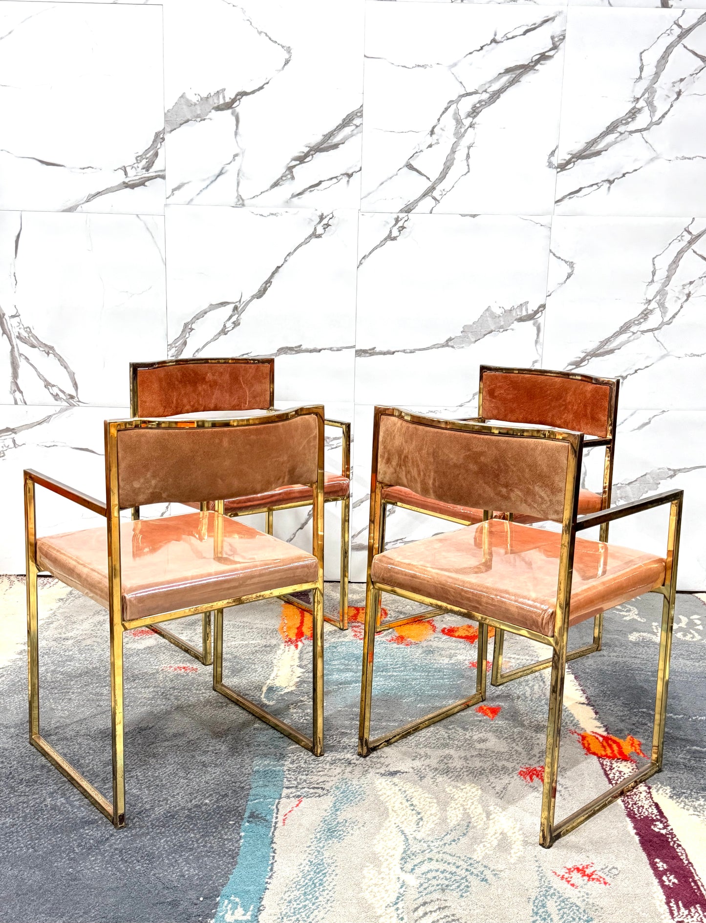 Set Di 4 Poltroncine Da Pranzo Hollywood Regency Anni 70 Modernariato
