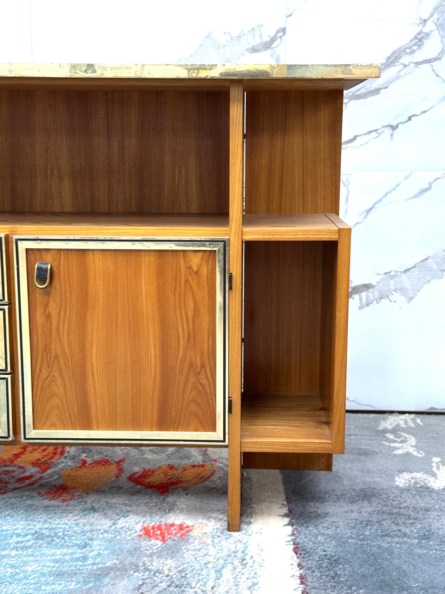 Consolle Design Scandinavo Geometrico Anni ‘70 In Legno Modernariato