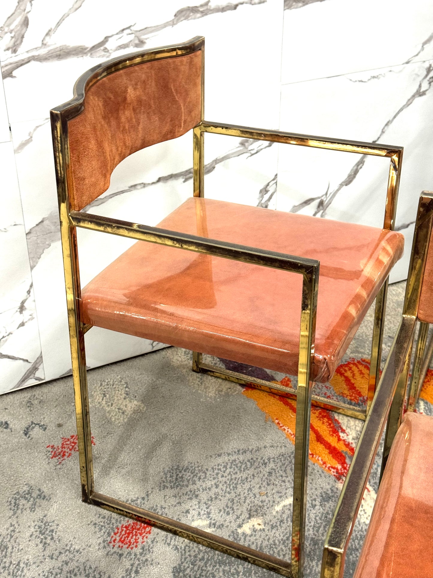 Set Di 4 Poltroncine Da Pranzo Hollywood Regency Anni 70 Modernariato