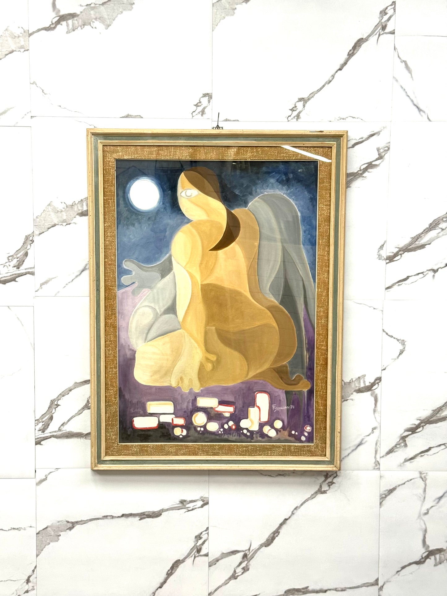 Quadro Retrò Nudo di Donna ispirata a Picasso 1971