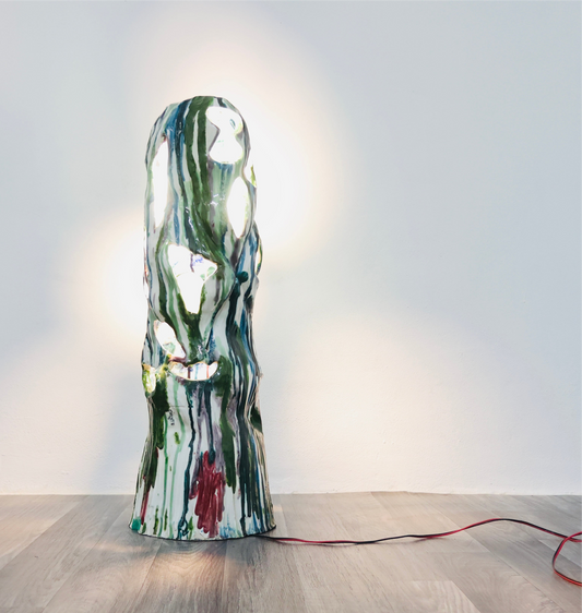 Ernesto Treccani Attr. Lampada Da Tavolo O Da Terra Ceramica Design Modernariato