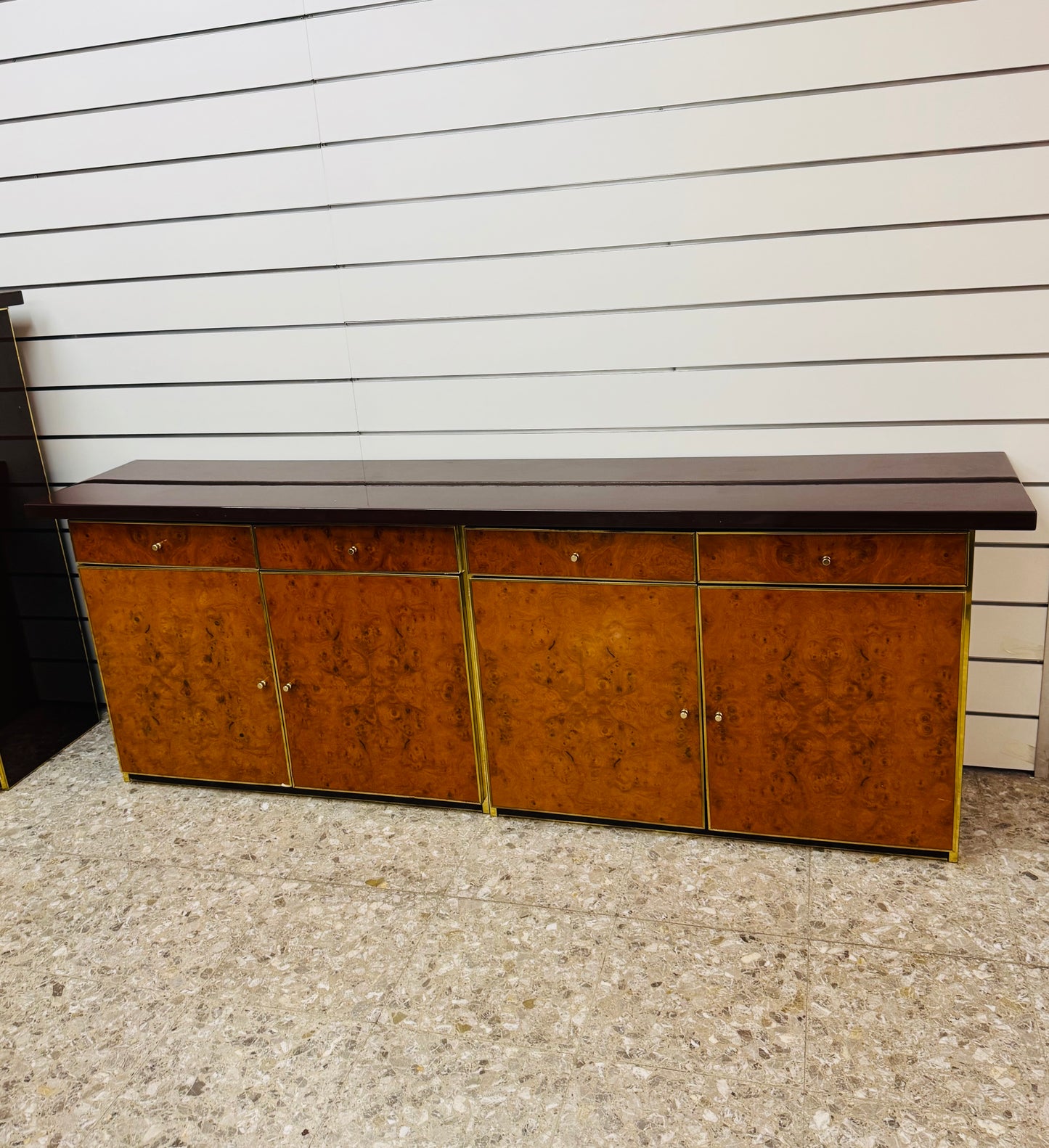 Sideboard In Radica E Metallo Dorato Modernariato Anni ‘70