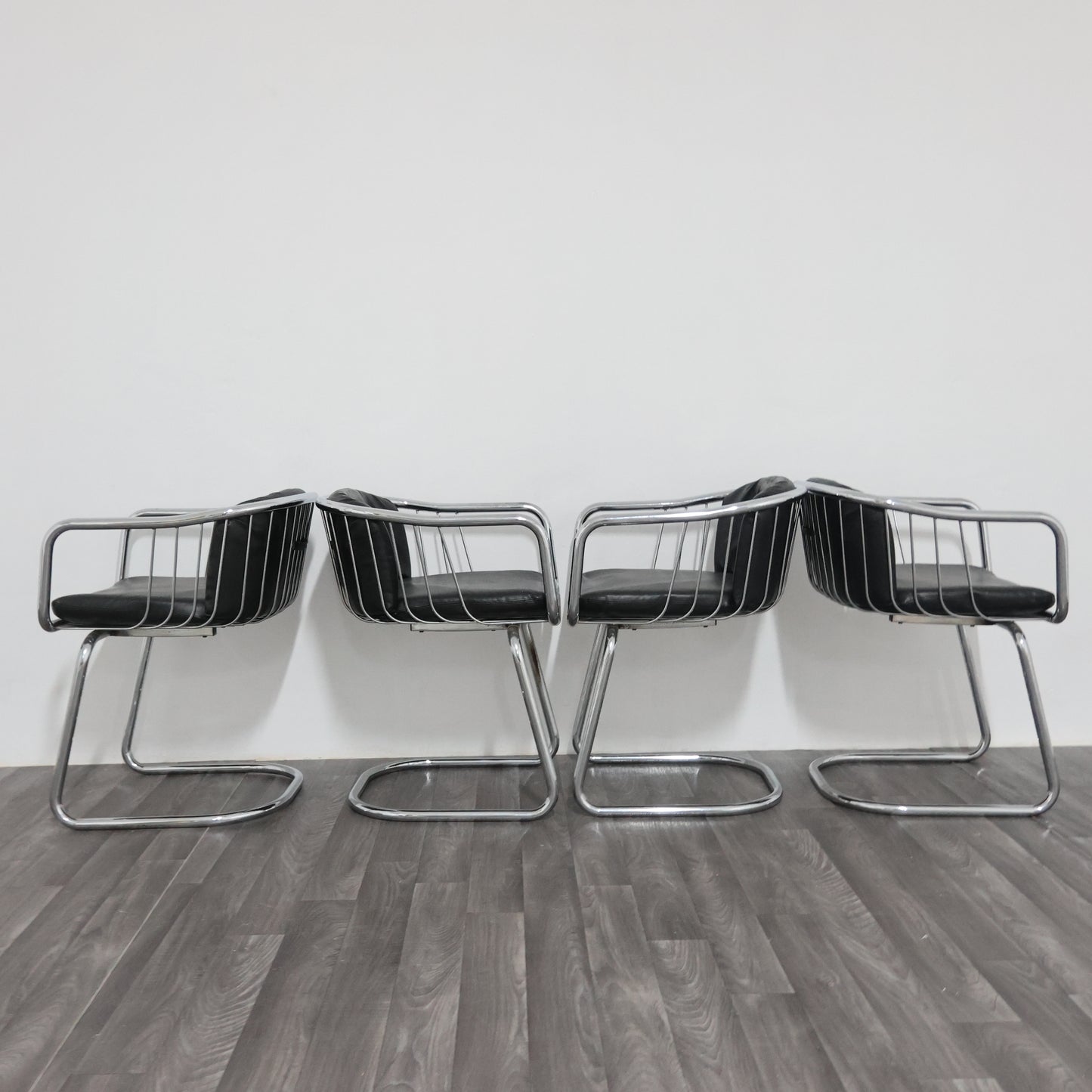 Gastone Rinaldi Set 4 Poltroncine Acciaio Design Anni ‘70 Modernariato