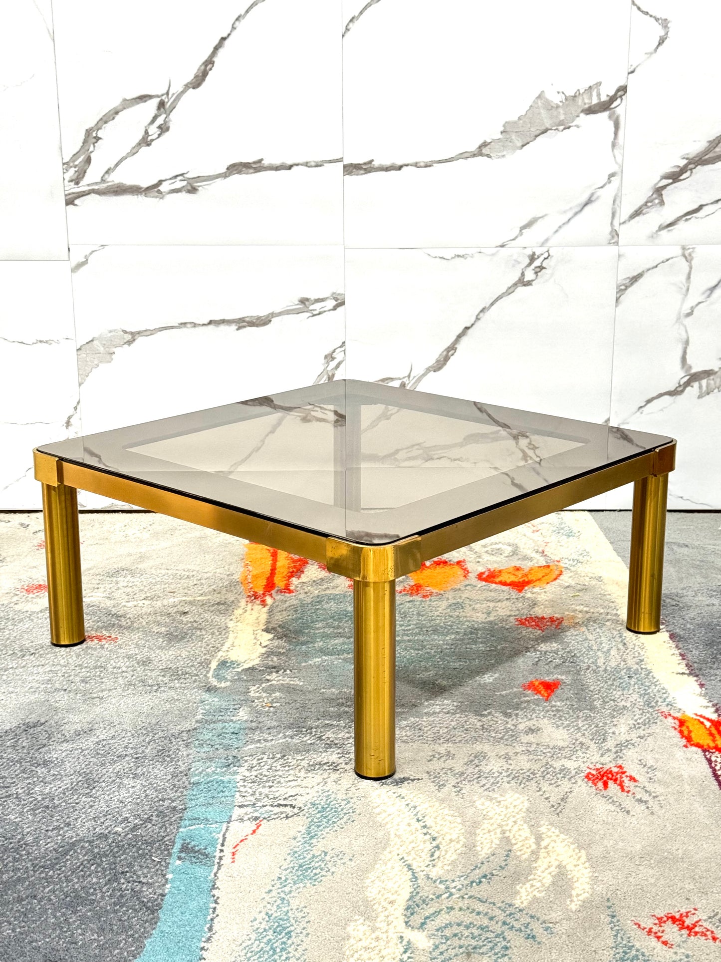 Tavolo Basso Da Salotto In Ottone Hollywood Regency Anni ‘70