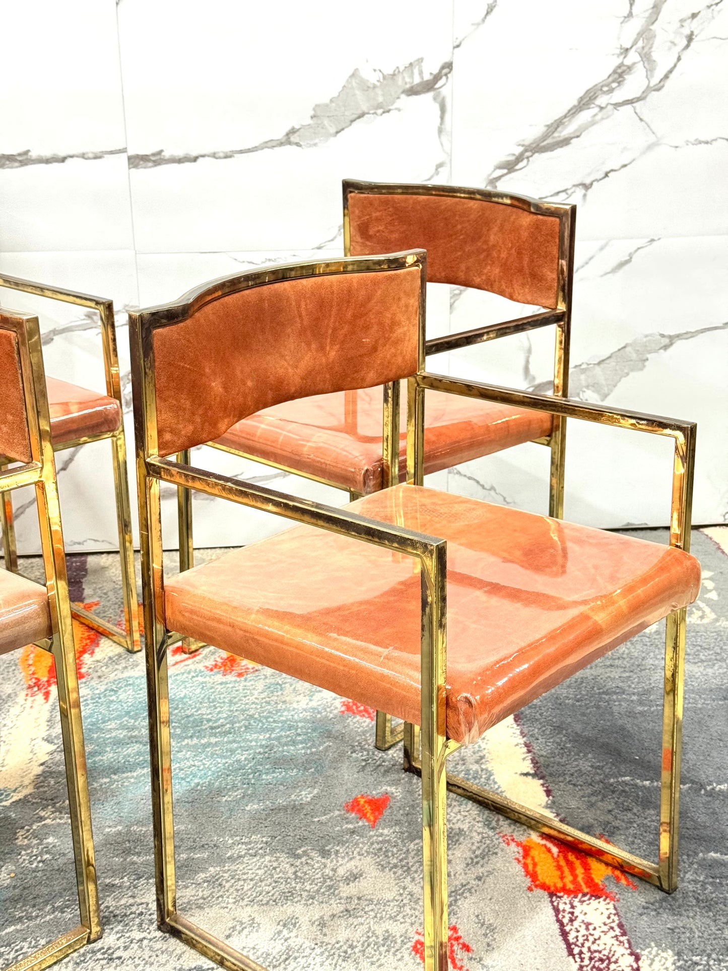 Set Di 4 Poltroncine Da Pranzo Hollywood Regency Anni 70 Modernariato