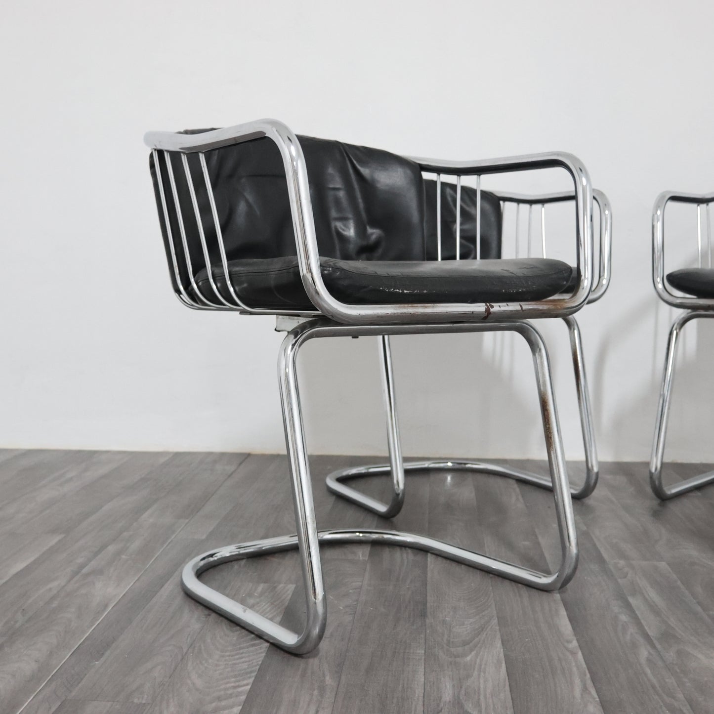 Gastone Rinaldi Set 4 Poltroncine Acciaio Design Anni ‘70 Modernariato