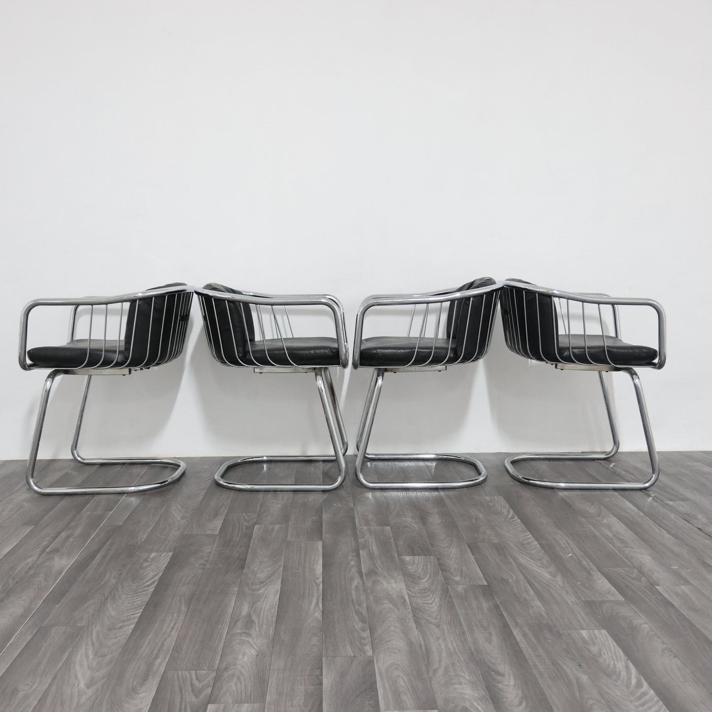 Gastone Rinaldi Set 4 Poltroncine Acciaio Design Anni ‘70 Modernariato