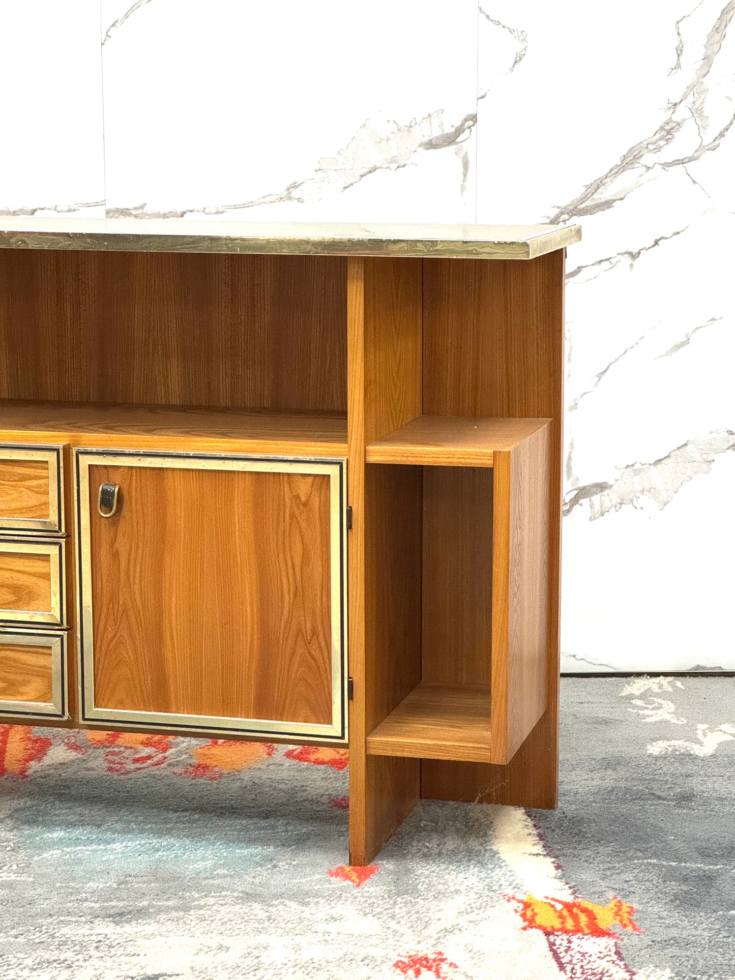 Consolle Design Scandinavo Geometrico Anni ‘70 In Legno Modernariato