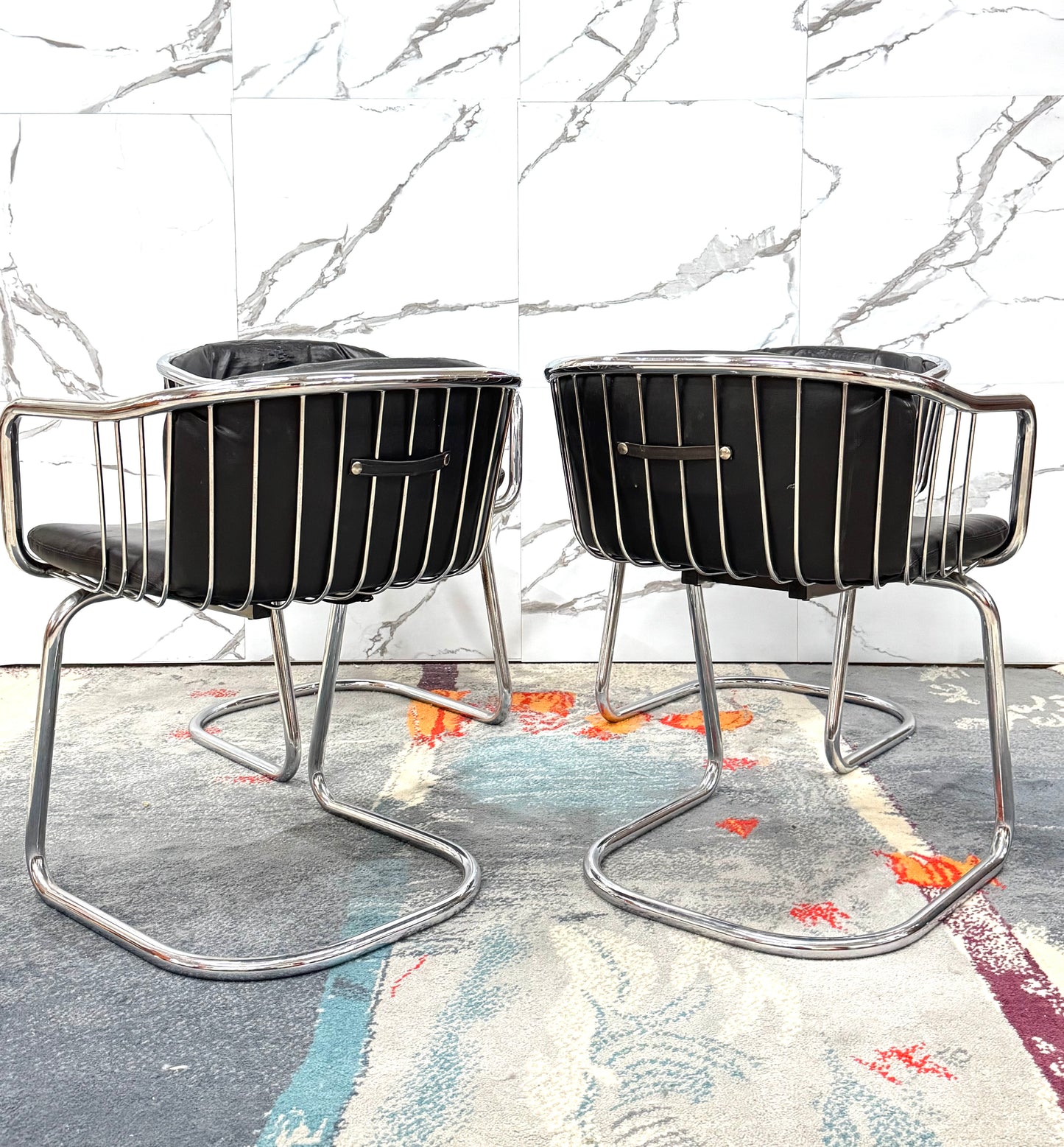 Gastone Rinaldi Set 4 Poltroncine Acciaio Design Anni ‘70 Modernariato
