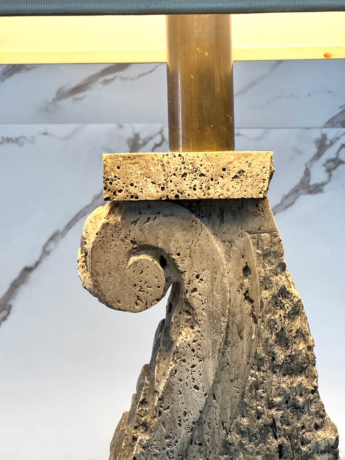 XXL TABLE LAMP STONE TRAVERTINE HOLLYWOOD REGENCY LAMPE DE TABLE DESIGN