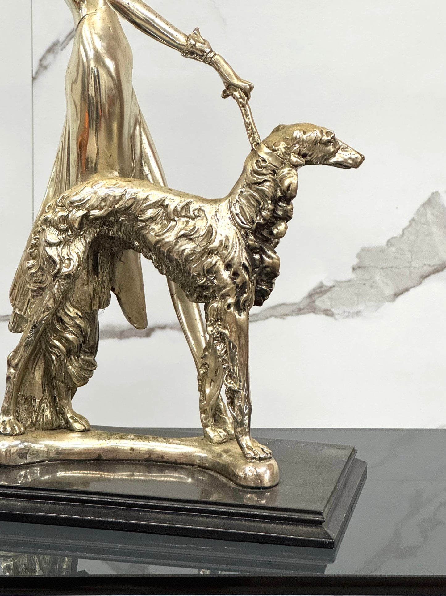 Amilcare Santini Scultura In Resina Argentata Art Dèco