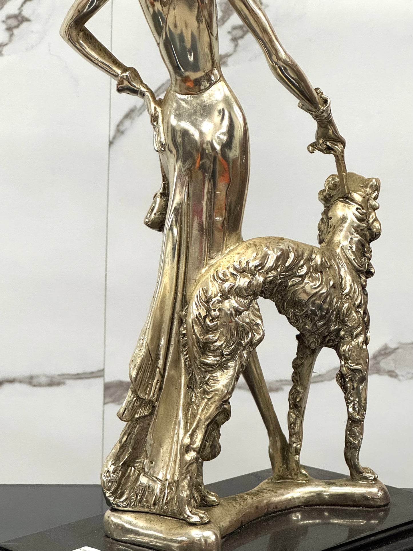 Amilcare Santini Scultura In Resina Argentata Art Dèco
