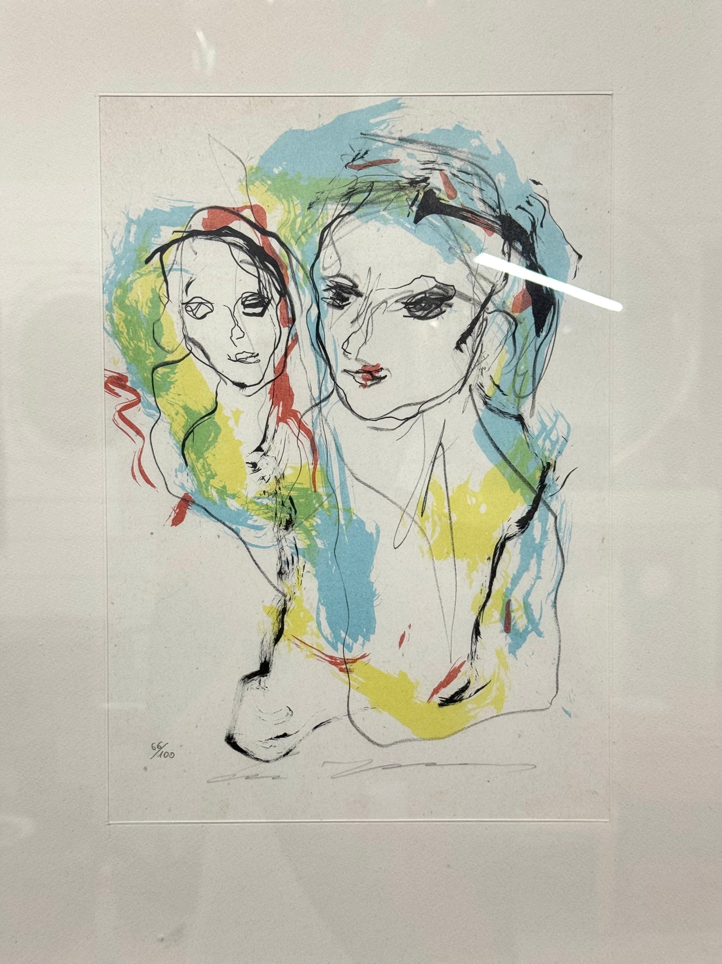 Litografia Ernesto Treccani Madre E Figlio Anni ‘70 66/100