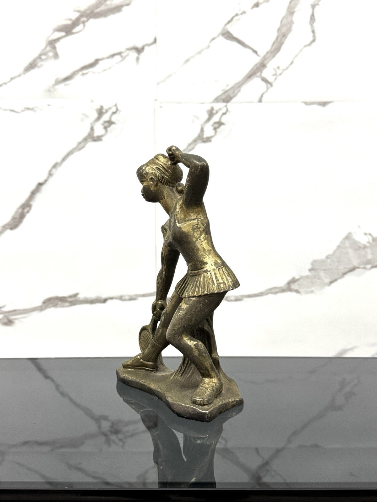 Scultura Art Decó Giovane Tennista Anni ‘50 Design Bronze