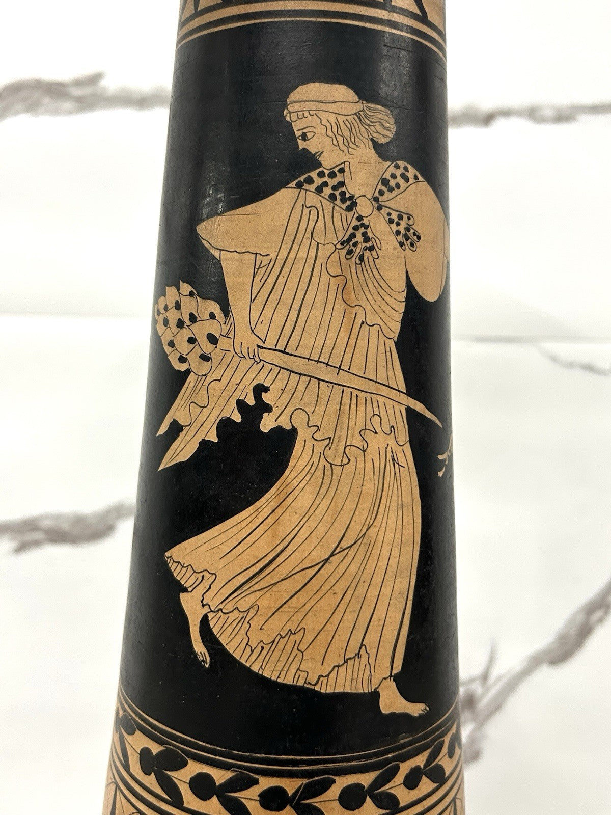 Colonna porta vaso in Terracotta, con pittura vascolare Stile Greco, Anni 70