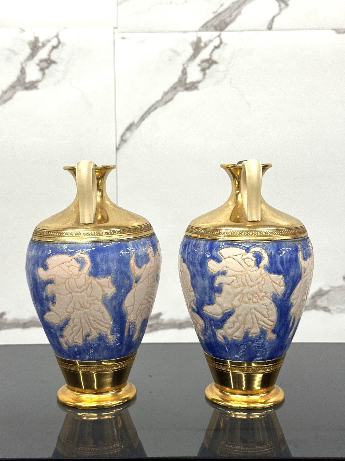 Coppia Di Vasi In Ceramica F.Ferri Bologna Vintage Ceramica E Ottone