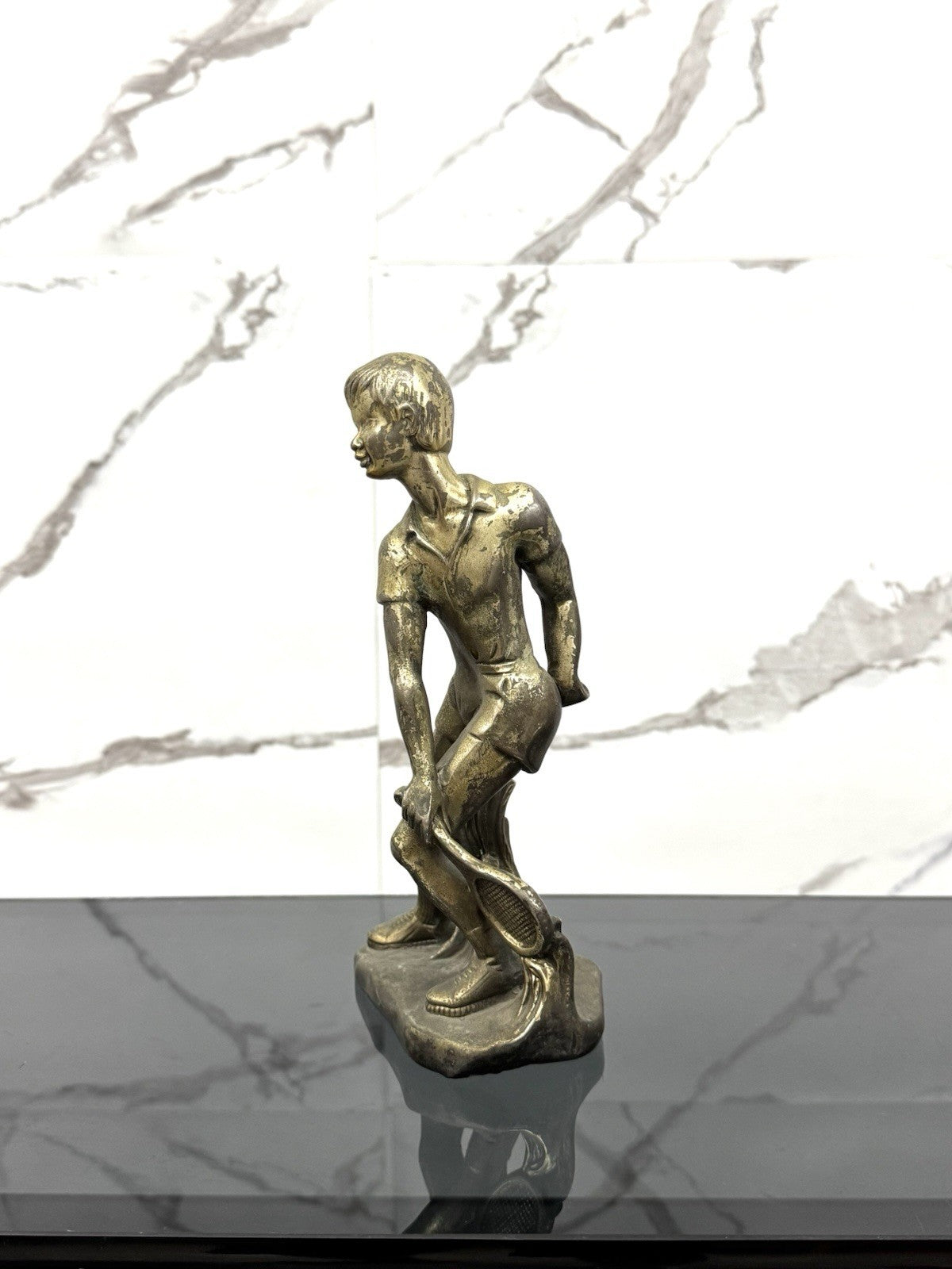 Scultura Art Decó Giovane Tennista Anni ‘50 Design Bronze