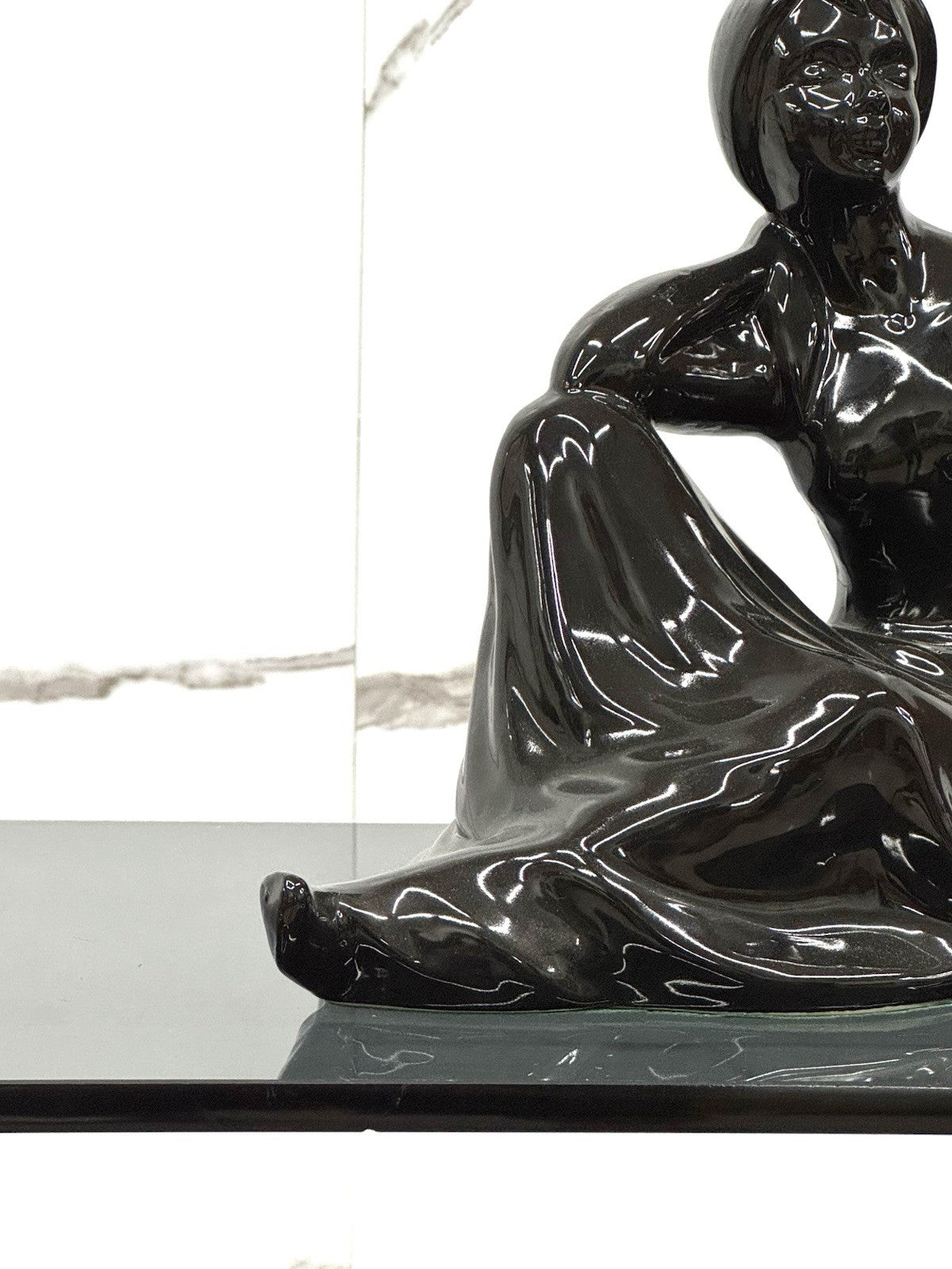 Statua Vintage In Ceramica Nera Anni 70