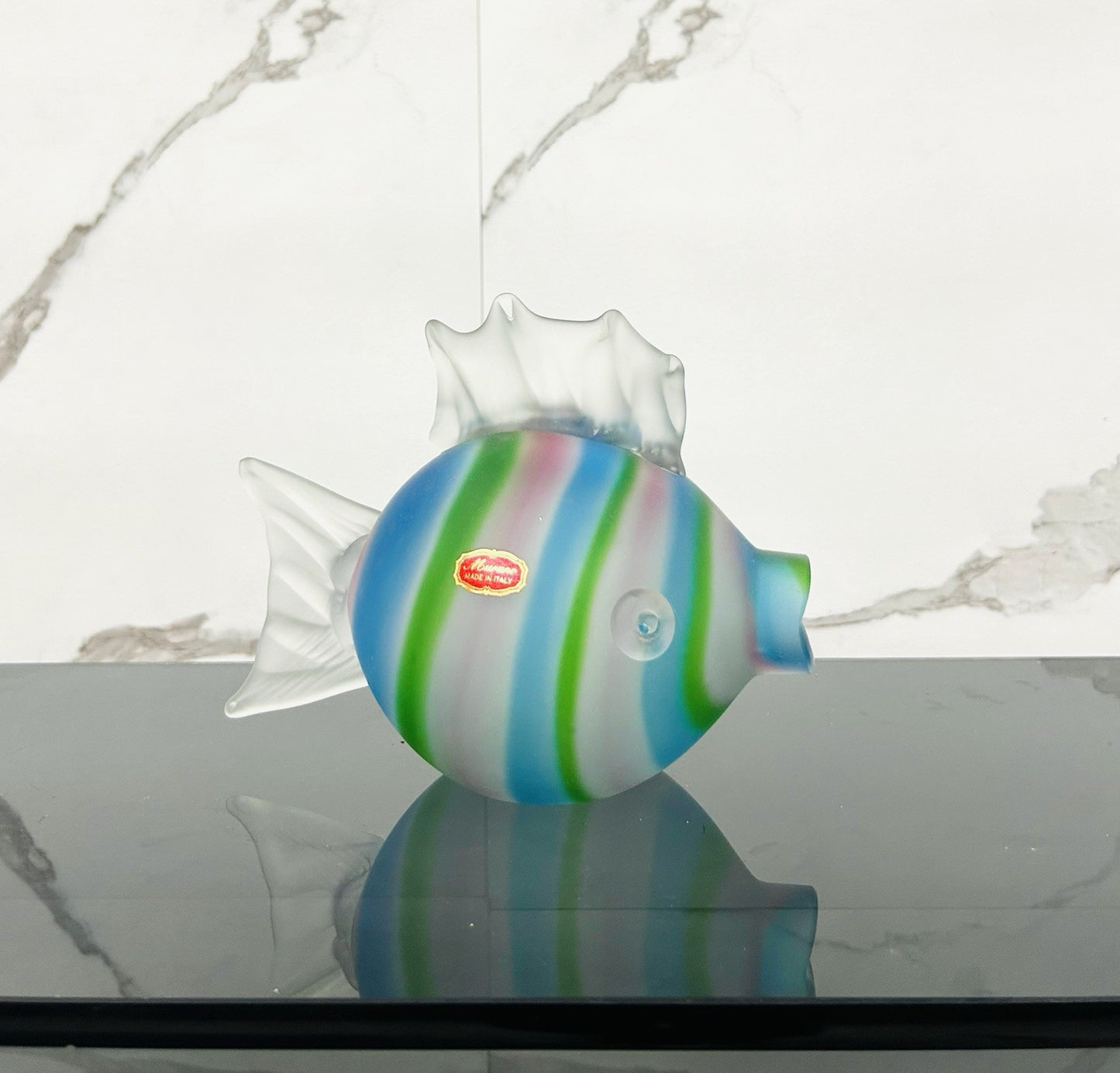 Pesce Palla in Vetro di Murano Multicolor Satinato