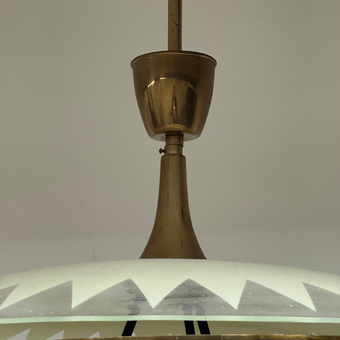 Lampada A Sospensione Design Anni 50 Vetro E Teak Modernariato Italy