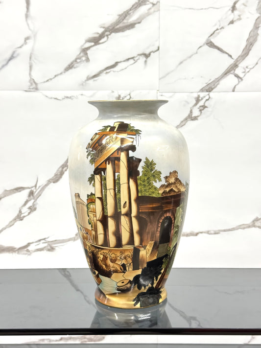 VASO IN CERAMICA DECORO VECCHIA FAENZA ANNI 70