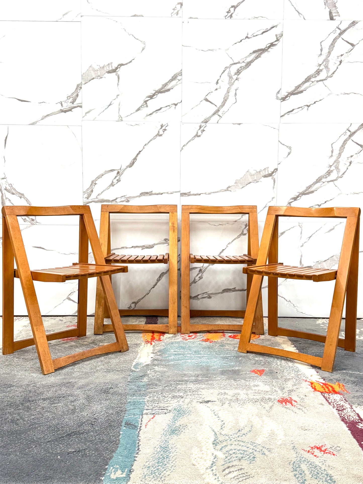 Aldo Jacober Per Alberto Bazzani 4 Sedie Mod. Trieste Anni ‘60 Design Vintage
