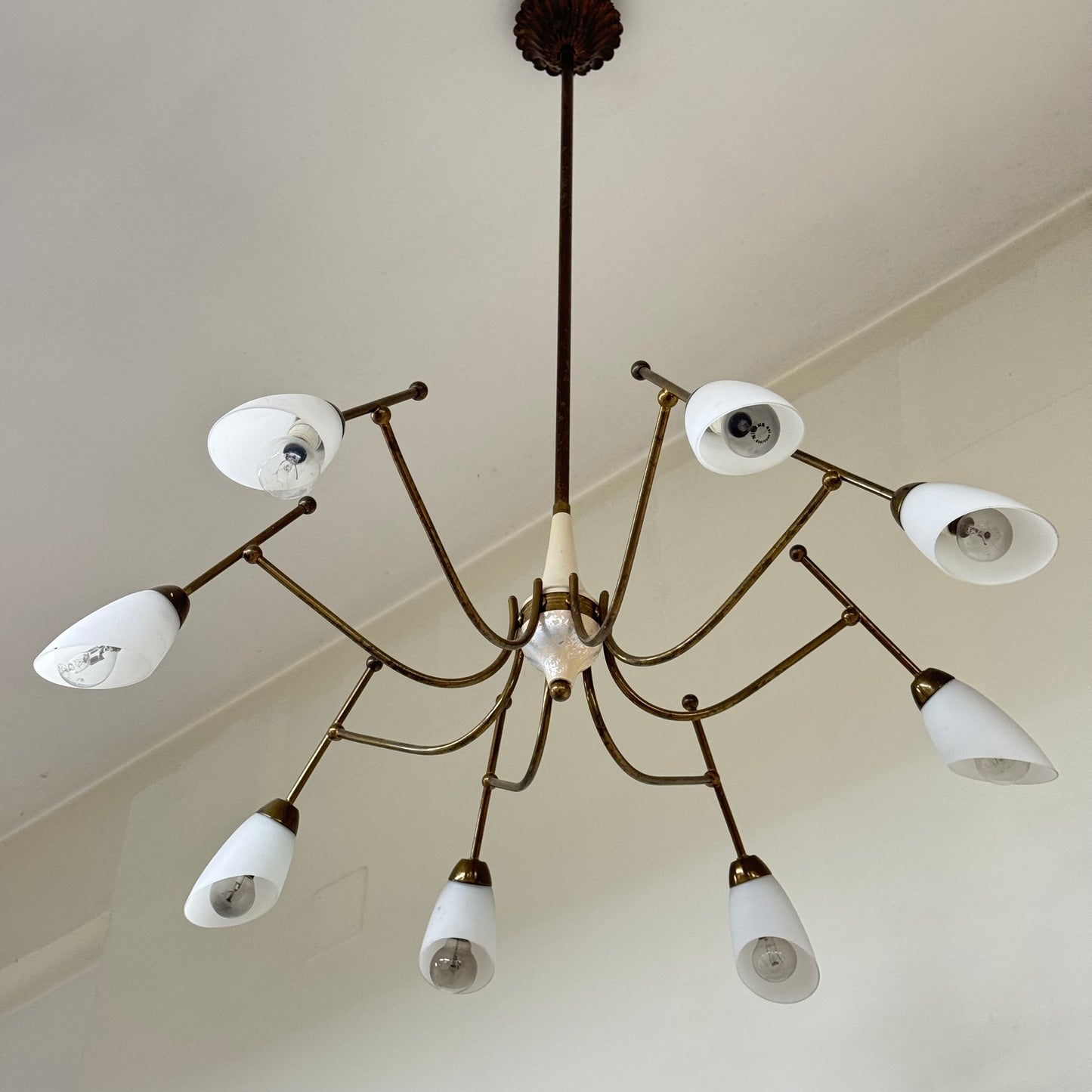 Lampadario Stilnovo Style Anni 60 Design Modernariato 8 Luci