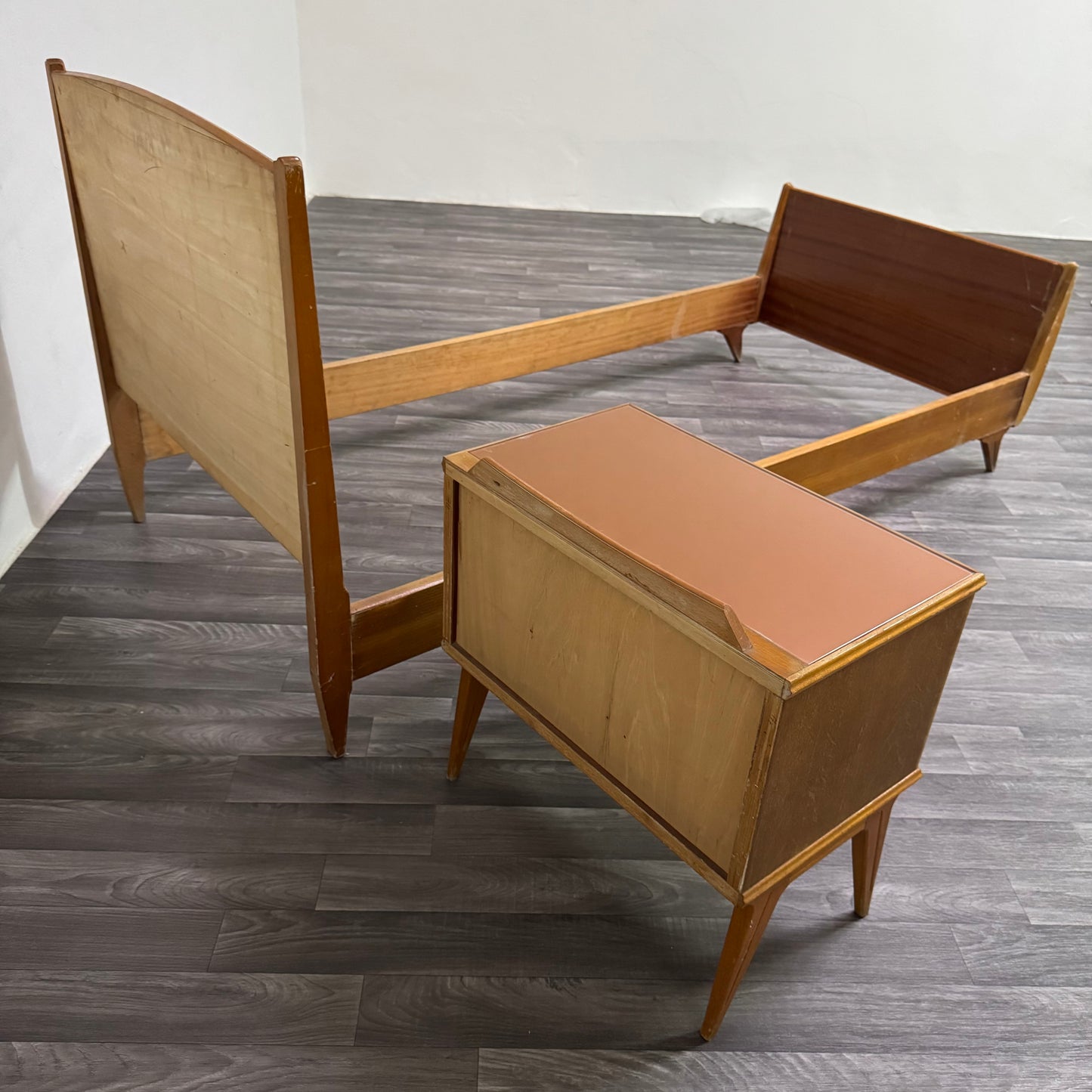 Gio Ponti Attr. Letto Singolo e Comodino Mid-Century Anni 40 Design Modernariato