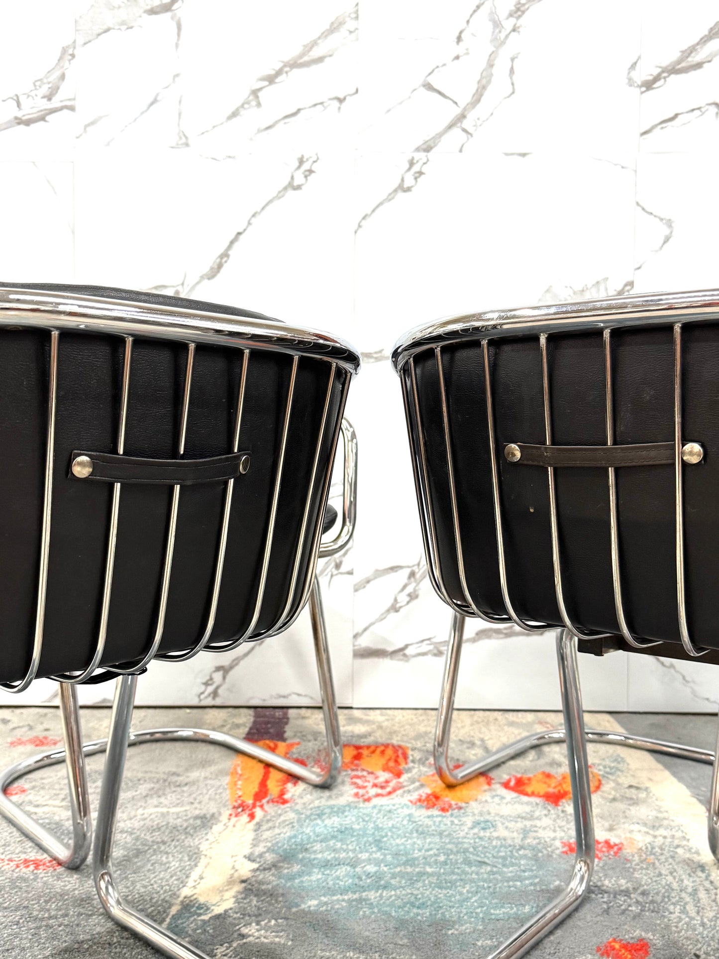 Gastone Rinaldi Set 4 Poltroncine Acciaio Design Anni ‘70 Modernariato