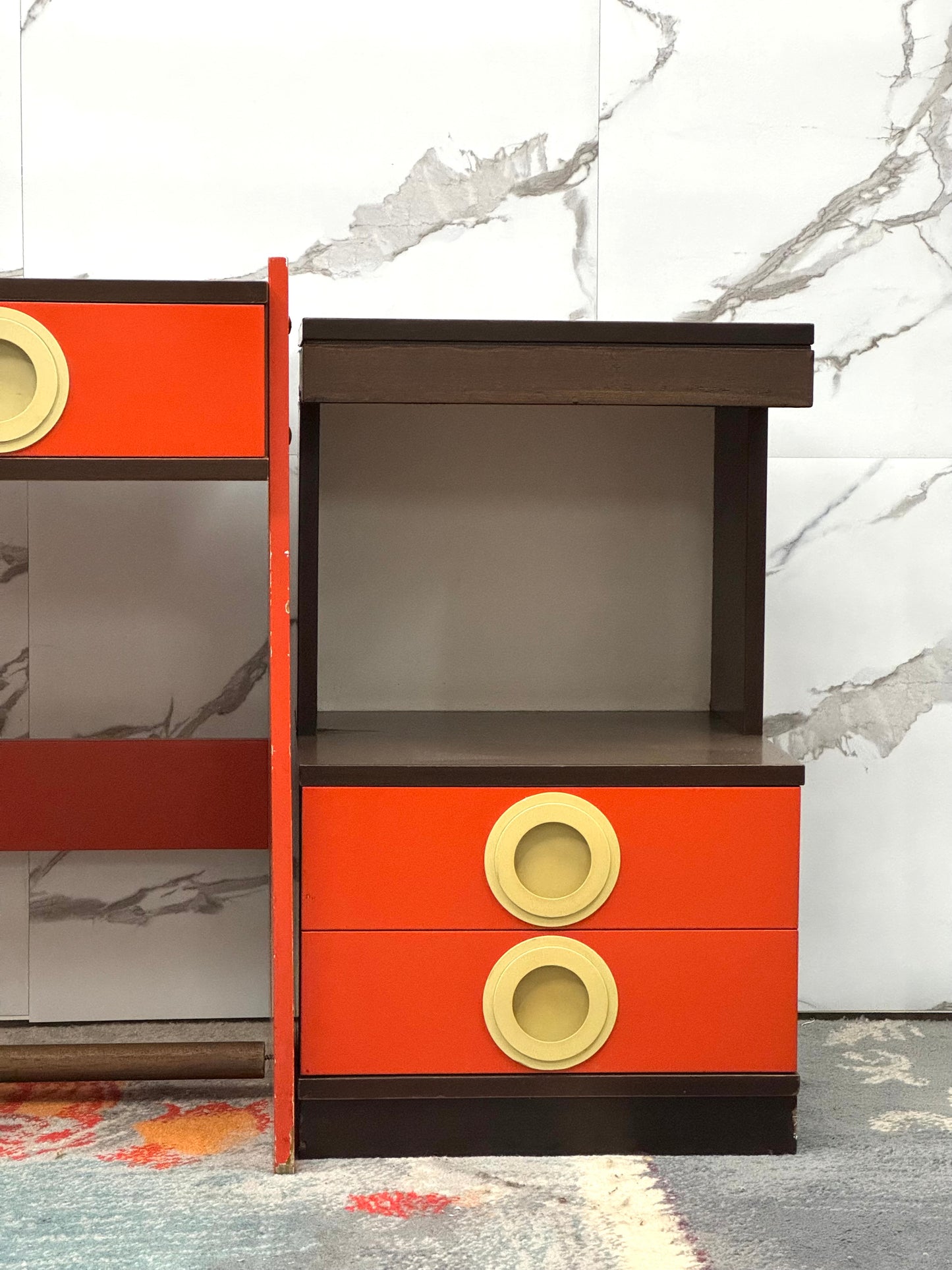 Scrivania Space Age Design In Legno Anni 70 Modernariato