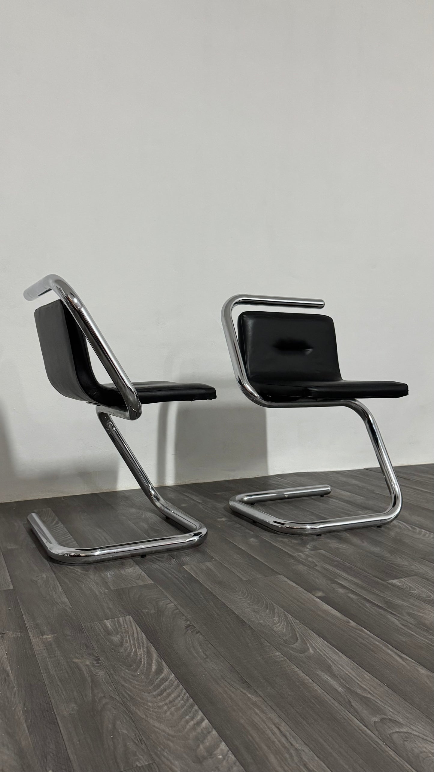 Luigi Bardini Coppia Di Poltroncine Design Anni ‘70 Chrome Tubular Steel